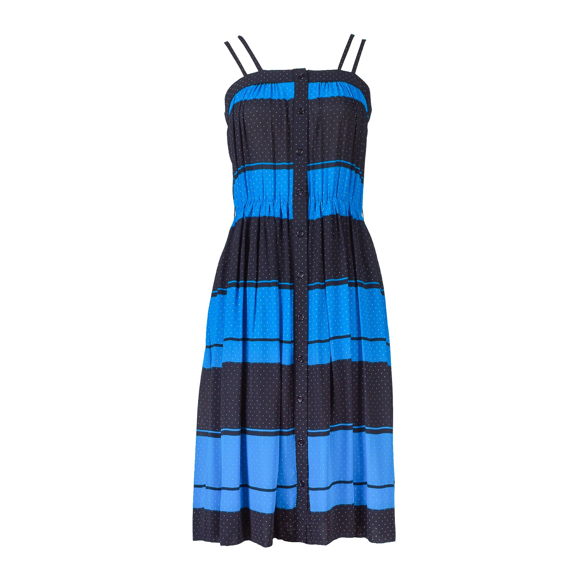 Women’s Black & Blue Stripe Vintage Dress With Spaghetti Straps Extra Small Sugar Cream Vintage
