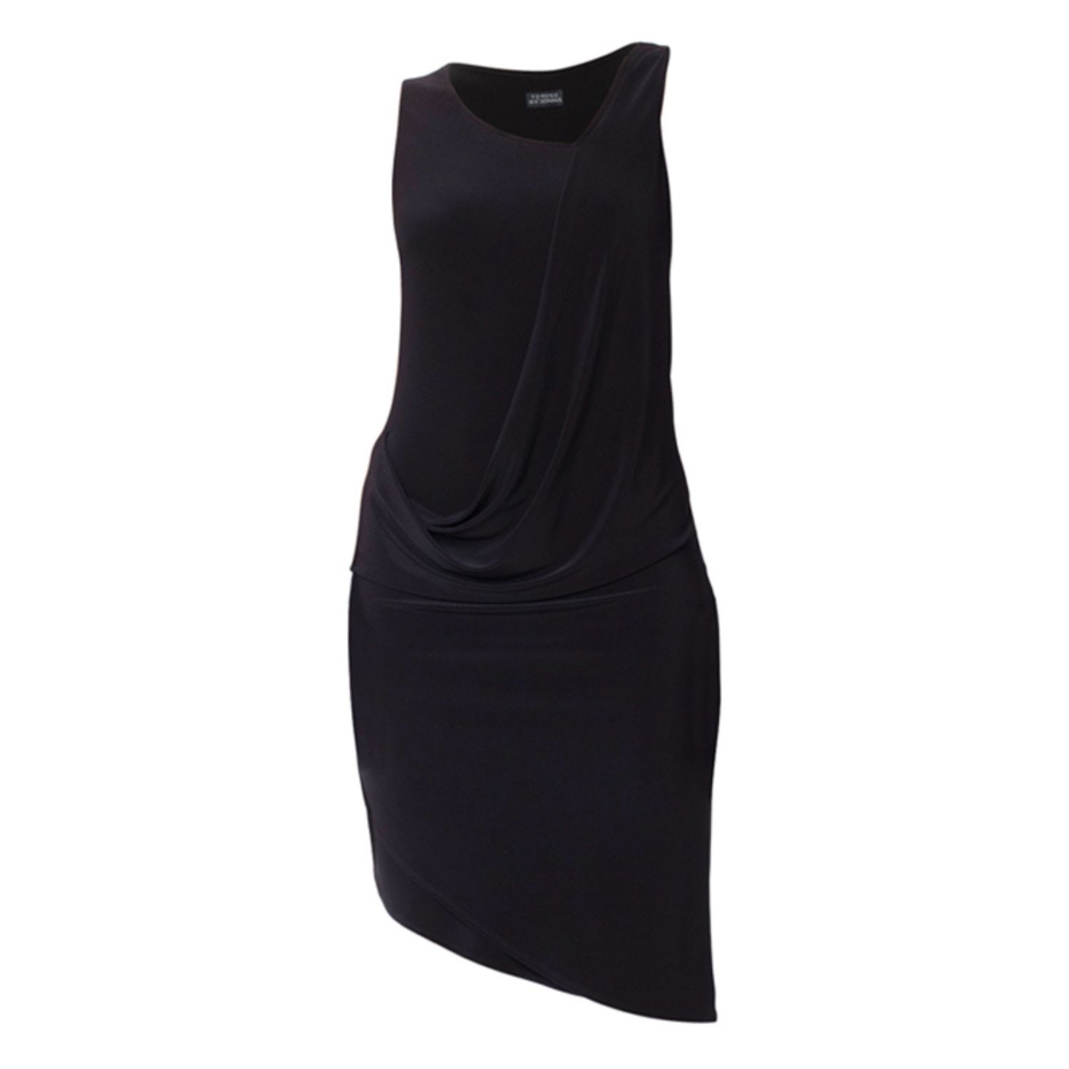 Terese Sydonna Women's Black Asymmetrical Draped Front Midi Dress In Black