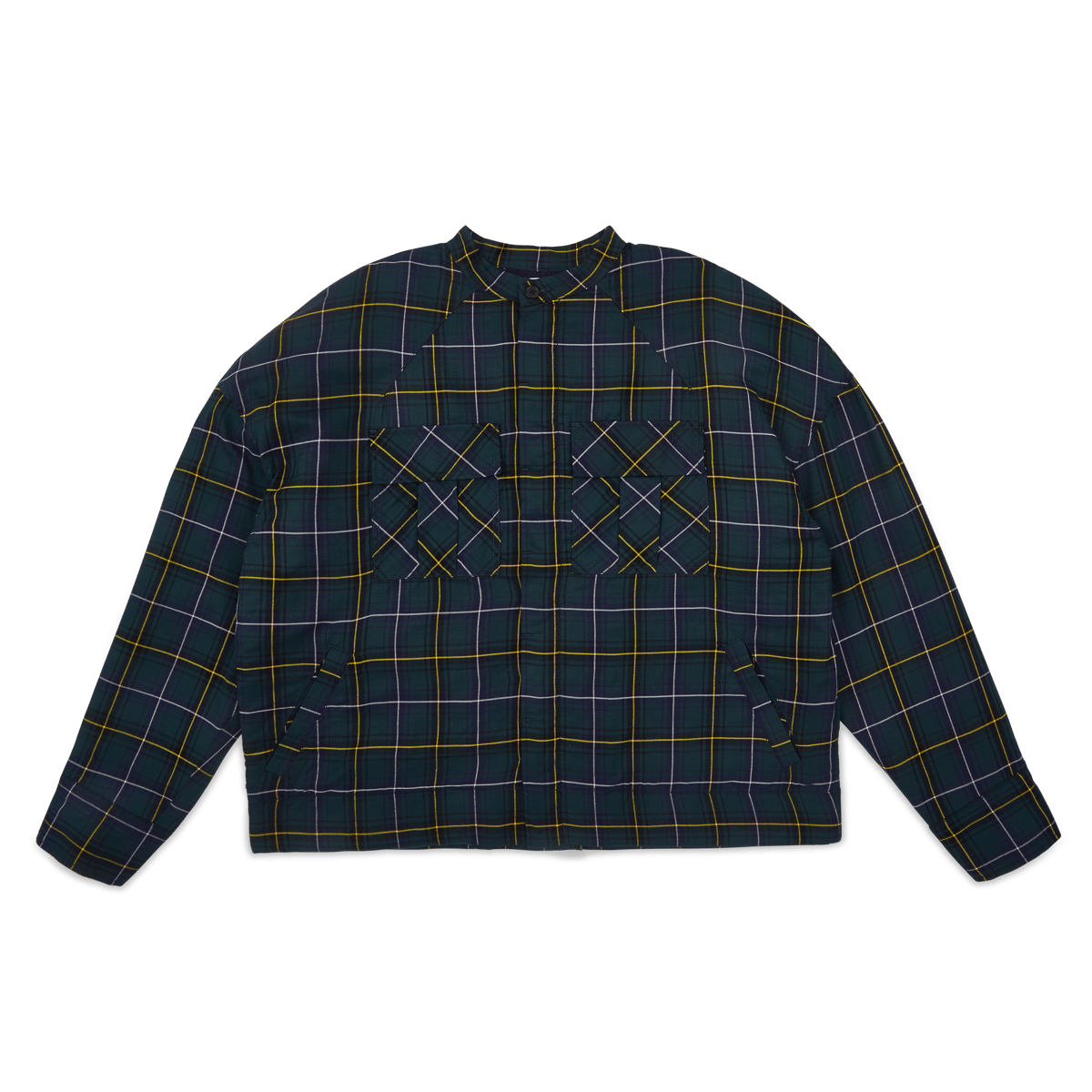 Men’s Green / Yellow / Orange Japanese Plaid Puffer Jacket-Forest Green Large Pine Los Angeles