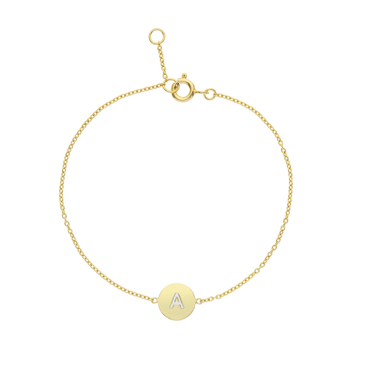 Women’s Westwick Yellow Gold Vermeil Disc Initial Bracelet Auree Jewellery