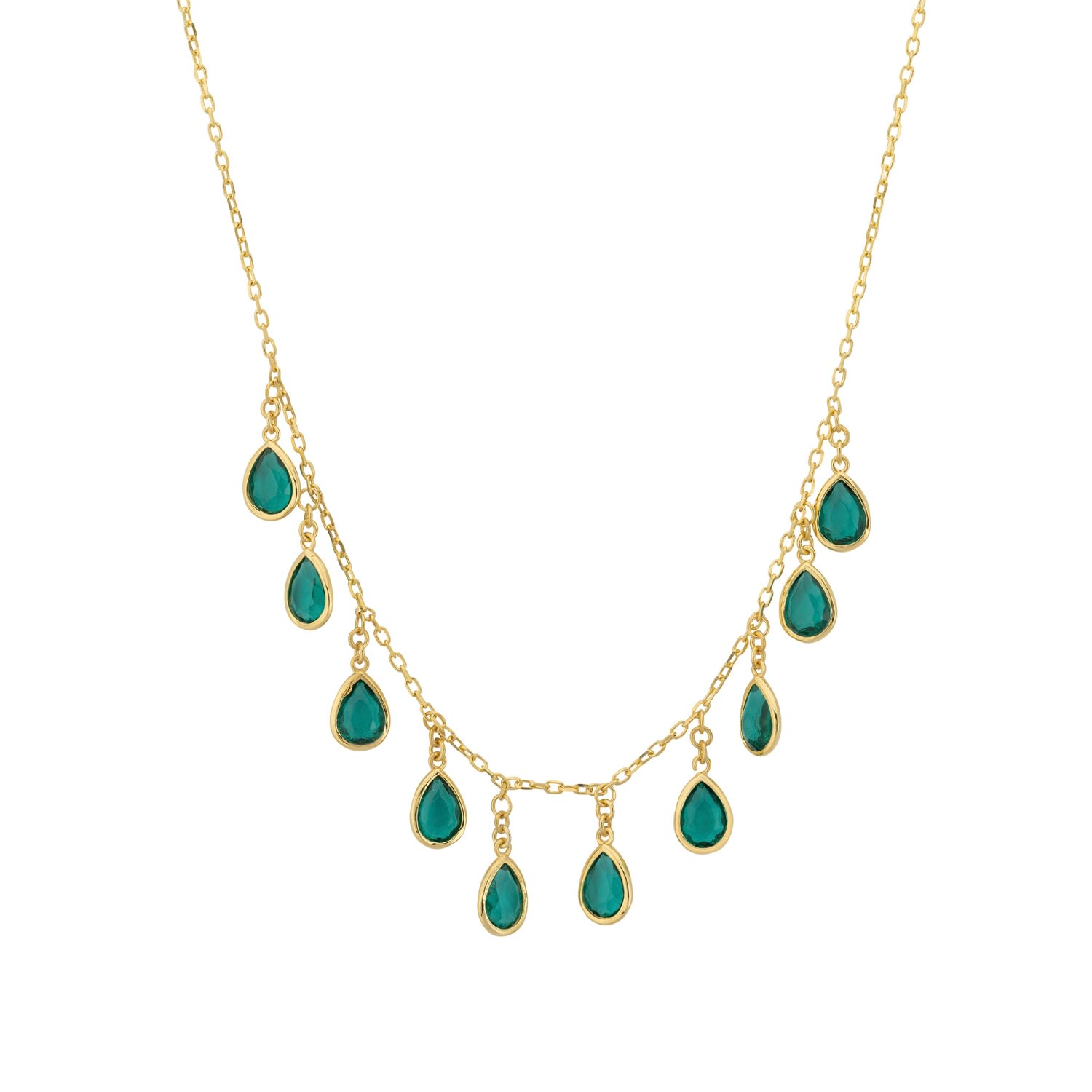 Women’s Green / Blue / Gold Florence Teardrop Gemstone Necklace Gold Petrol Tourmaline Latelita