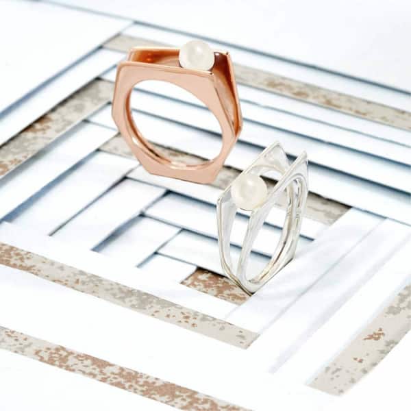 Neola Alvaro Silver Cocktail Ring With White Pearl In Cocktail