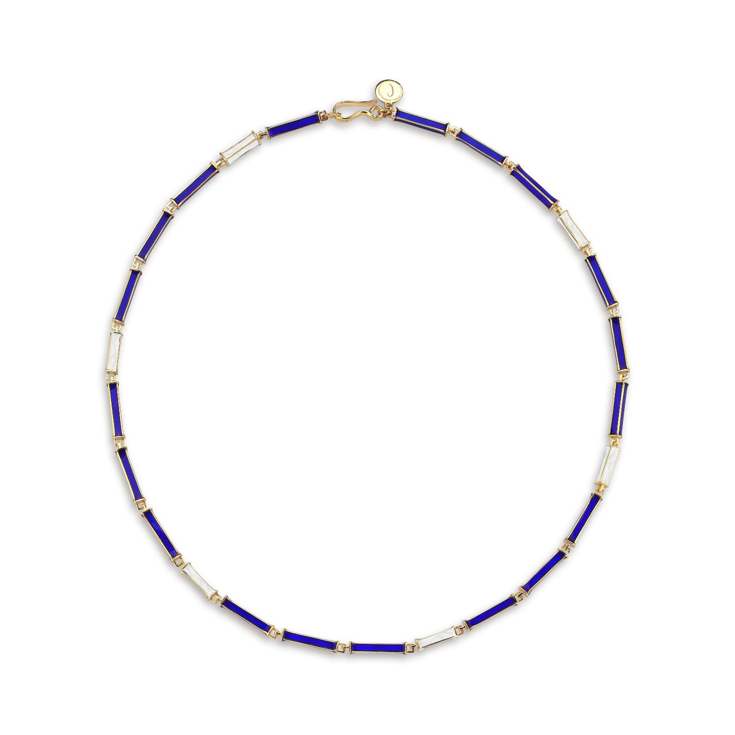 C|nd|n By Candan Balto Women's Gold Megaron Silver & Navy Blue Enamel Necklace