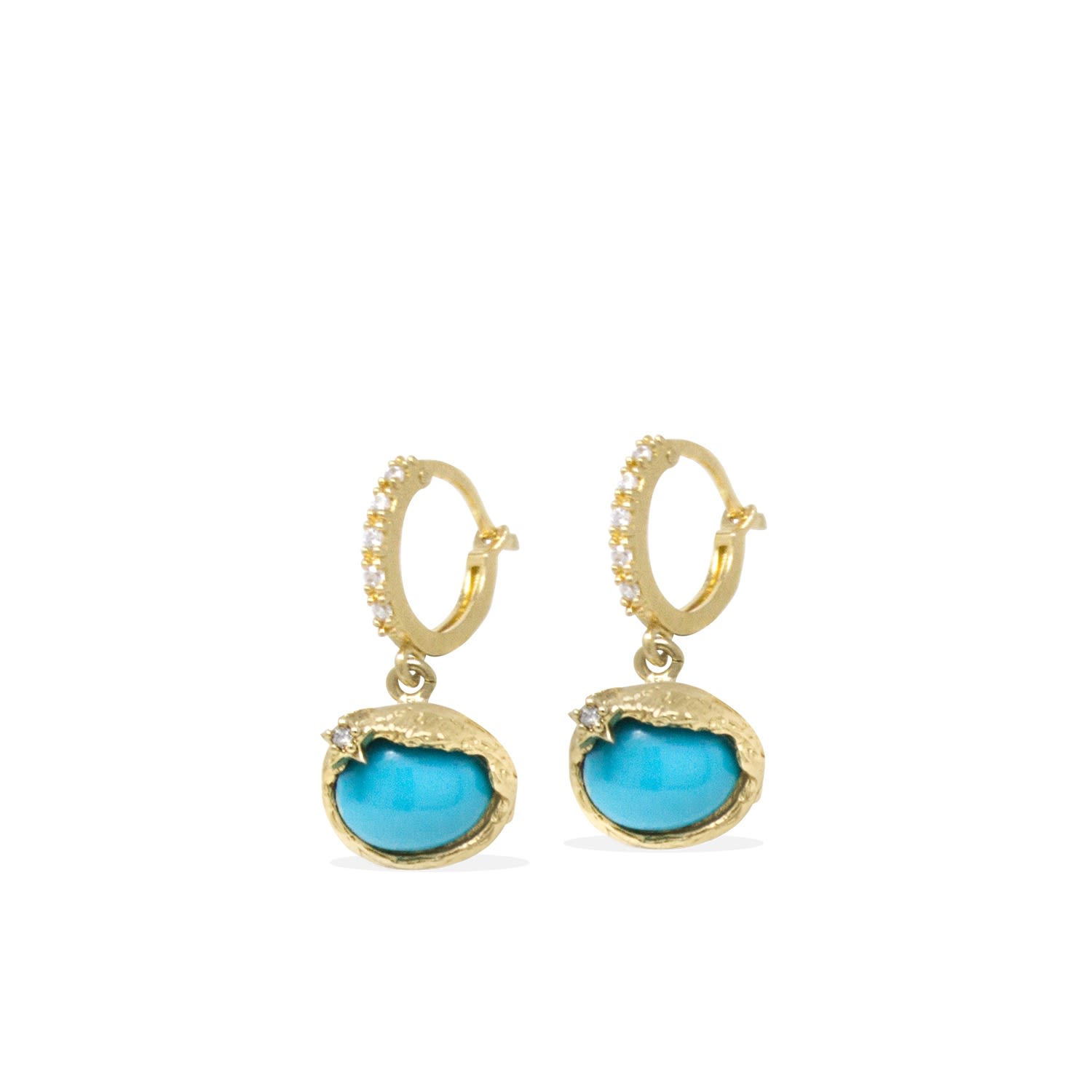 Women’s Blue Ad Astra Gold-Plated Turquoise Mini Hoop Earrings Vintouch Italy