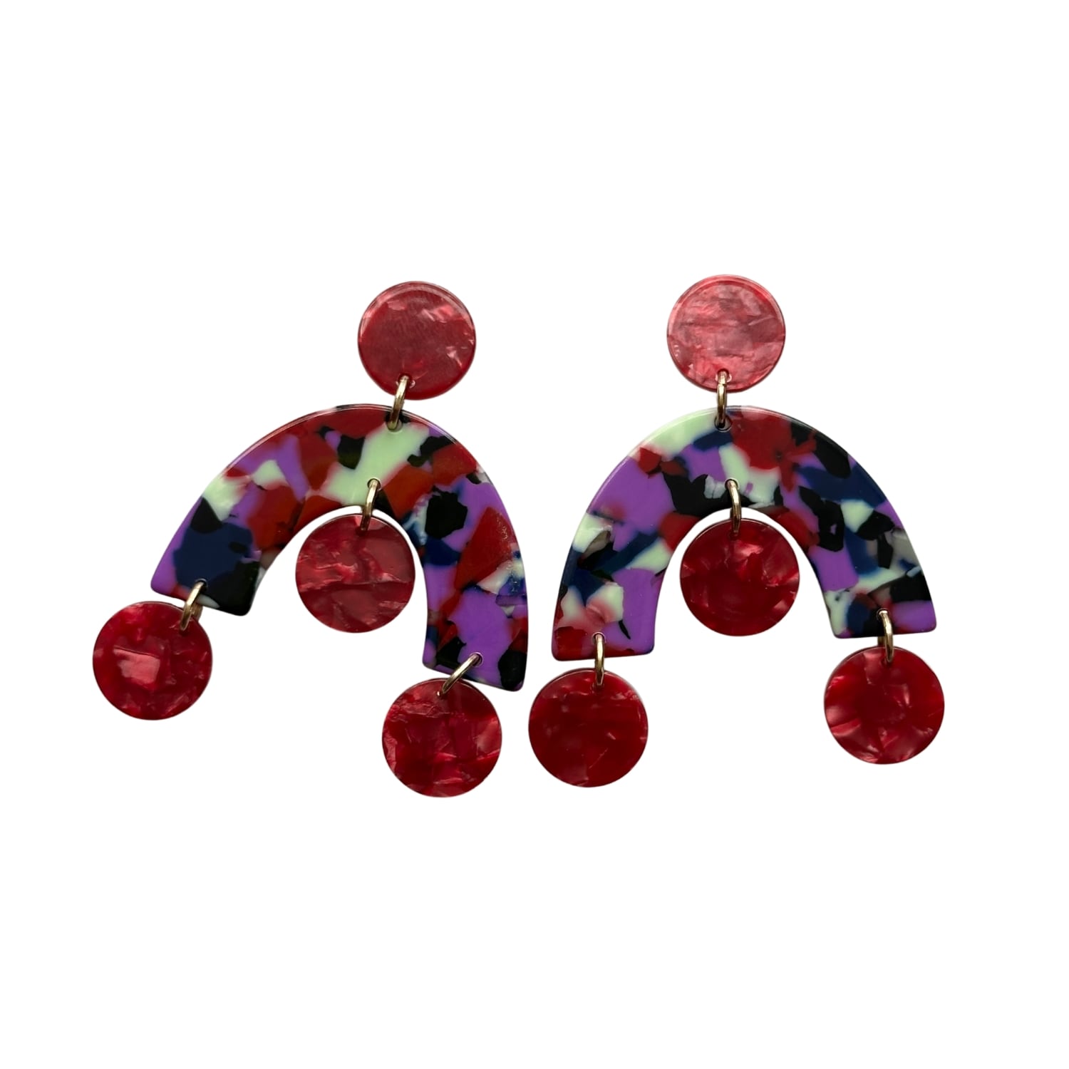 Closet Rehab Women's Green / Blue / Red Arch Drop Earrings In Berry Aligned