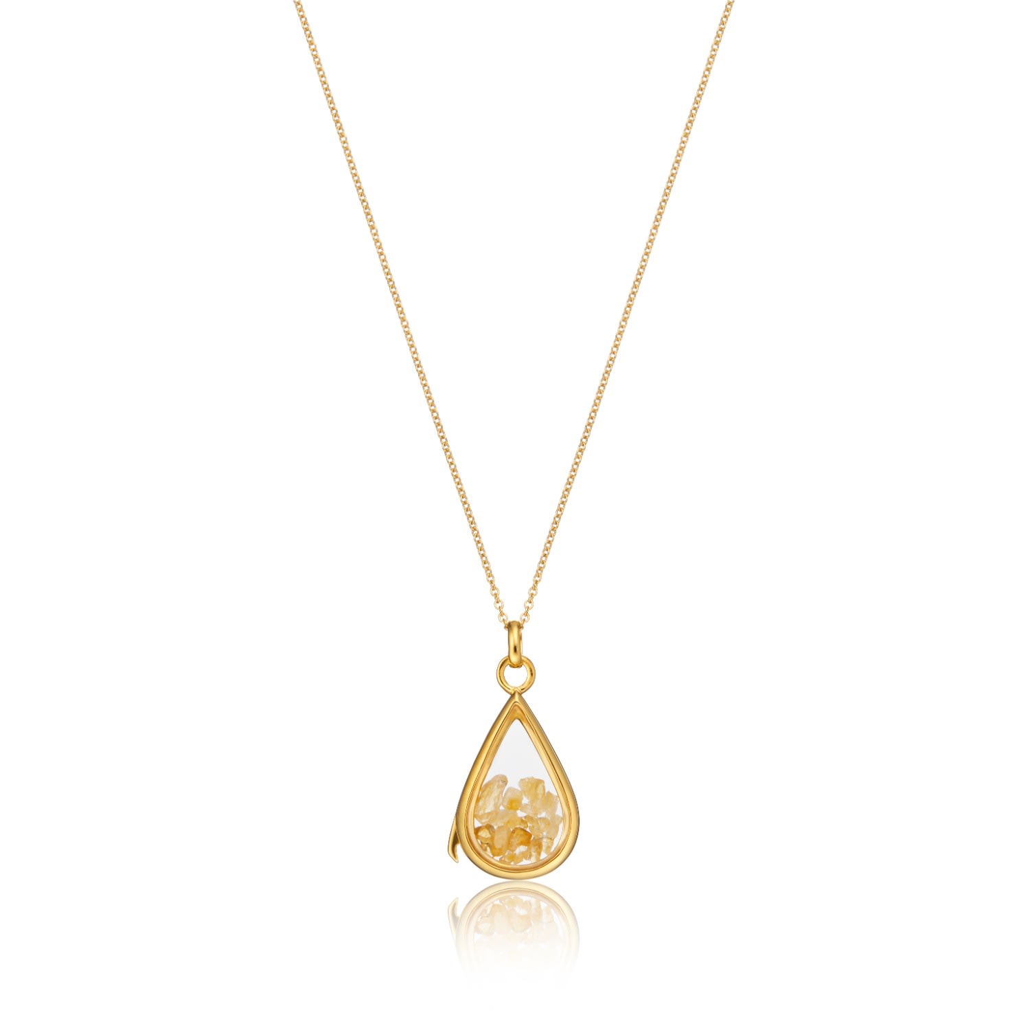 Lily & Roo Women's Gold Glass Citrine Teardrop Locket In Gold
