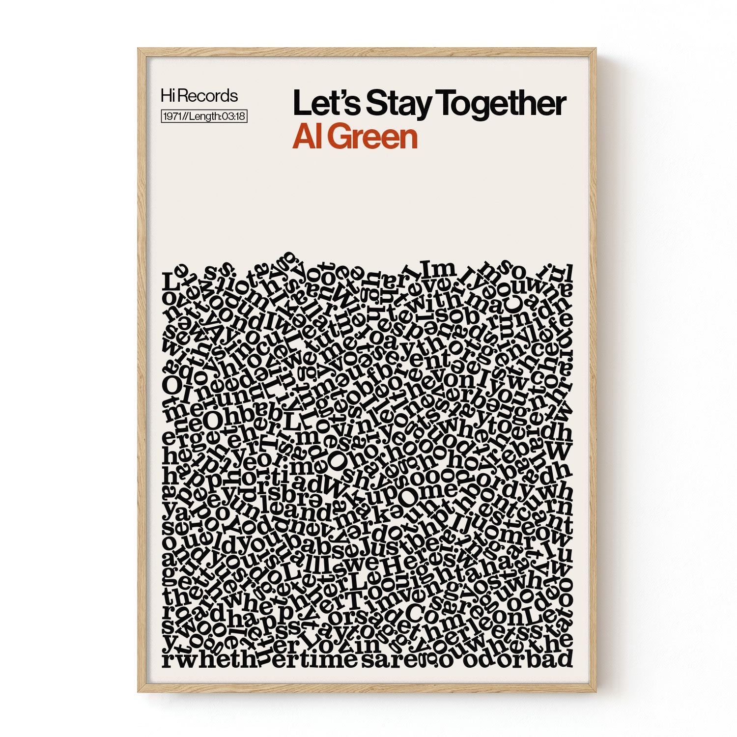 Reign & Hail White Lets Stay Together - Al Green - Song Lyric Print - A2 In White