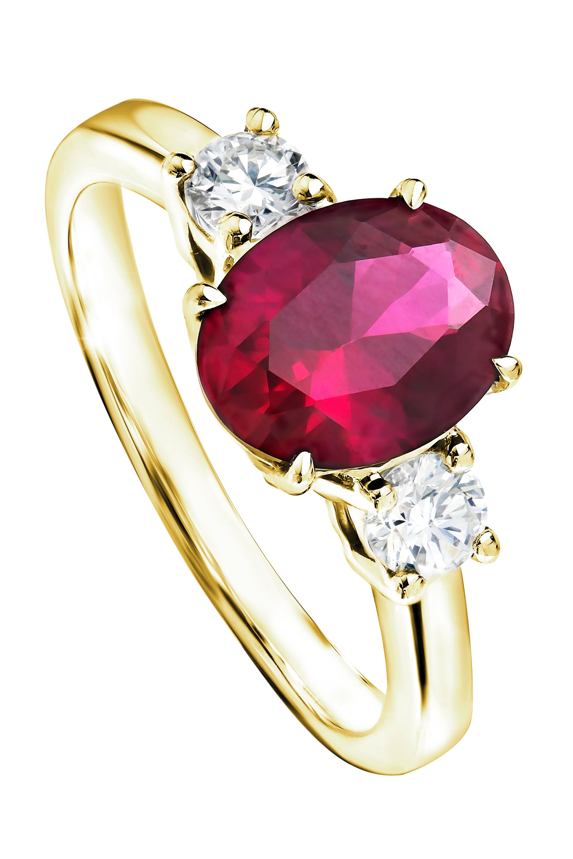 Women’s Ellison Yellow Gold Lab Grown Diamond & Created Ruby Ring Created Brilliance