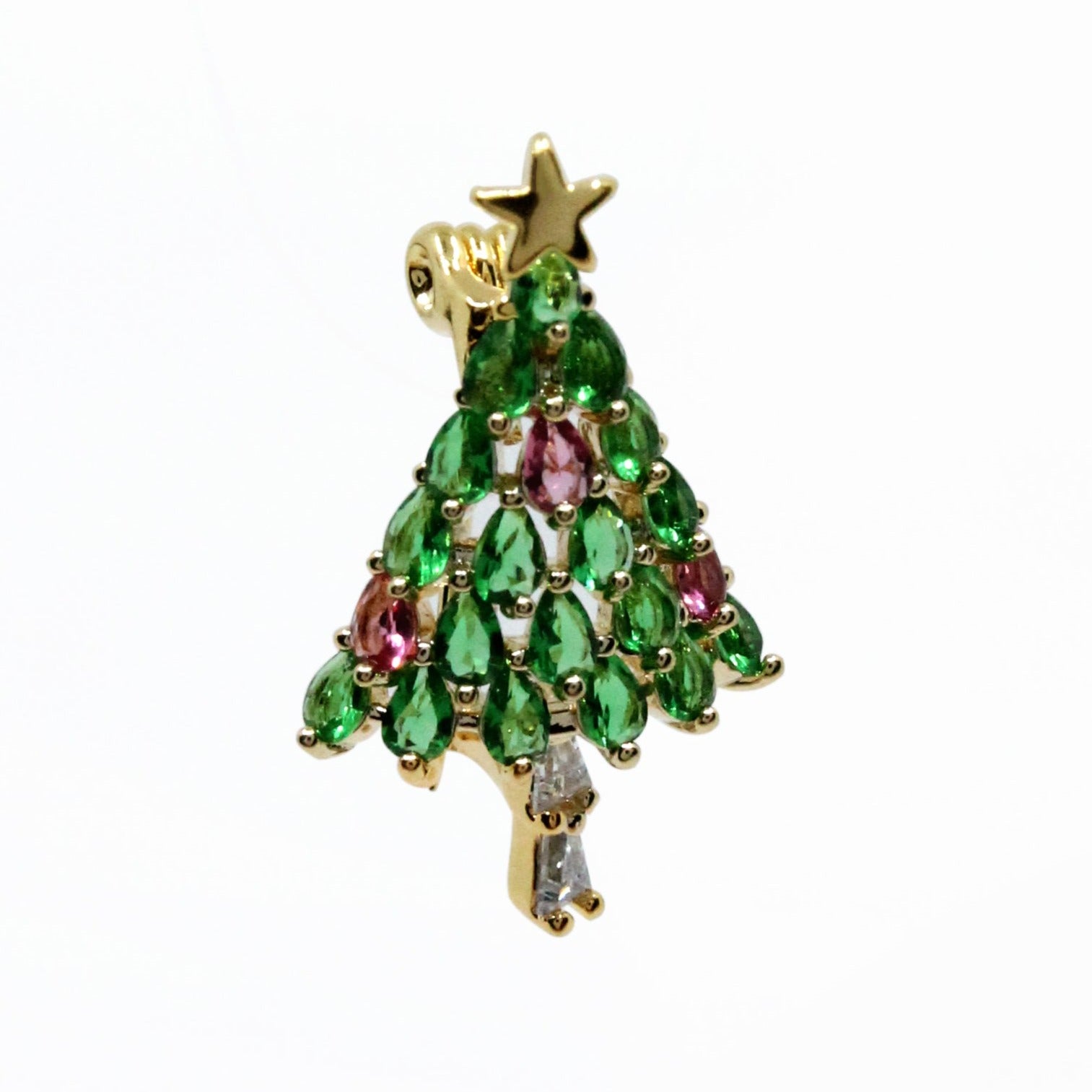 Women’s Green Crystal Ice Christmas Brooch Ninemoo