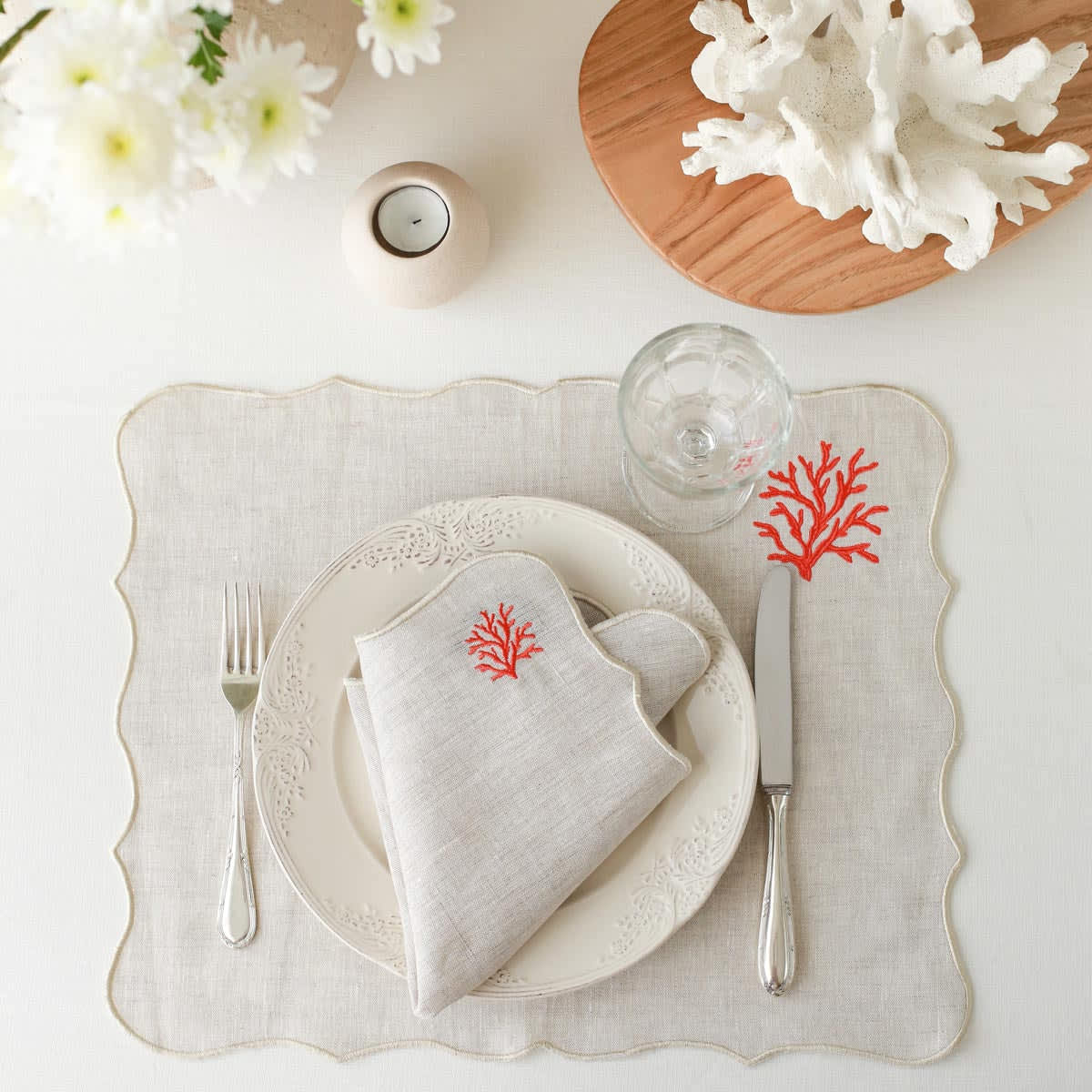 Olive Embroidery Linen Napkins (Set of 2) – KM Home Global