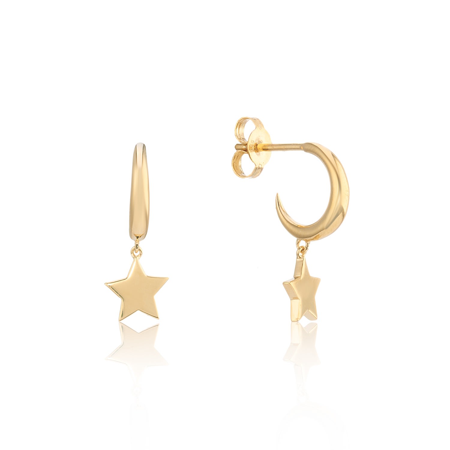 Women’s Alta Gold Vermeil Moon Hoop Earrings With Star Drops Auree Jewellery