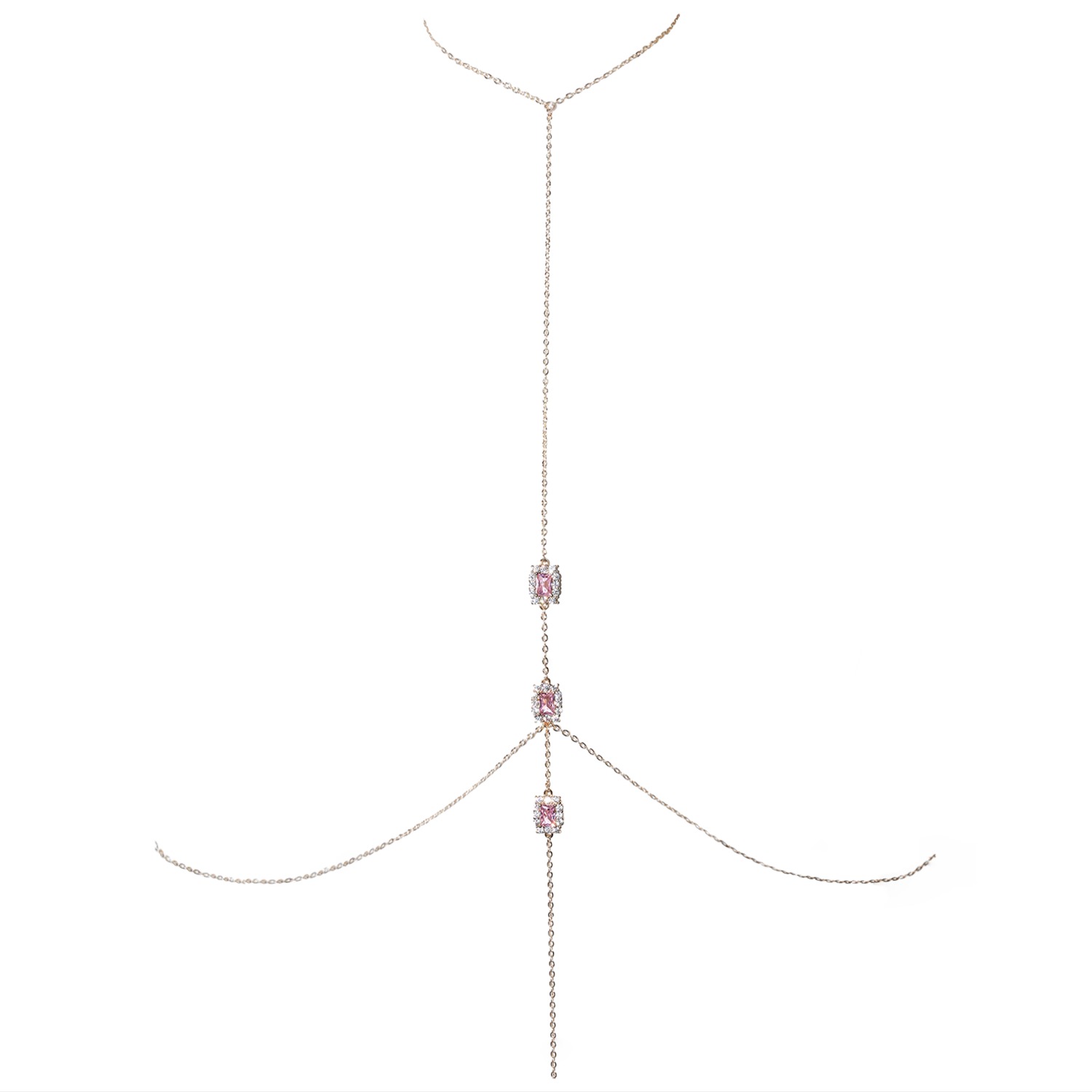Women's Pink / Gold Carré Body Chain In Bright Pink | Studio Baloge