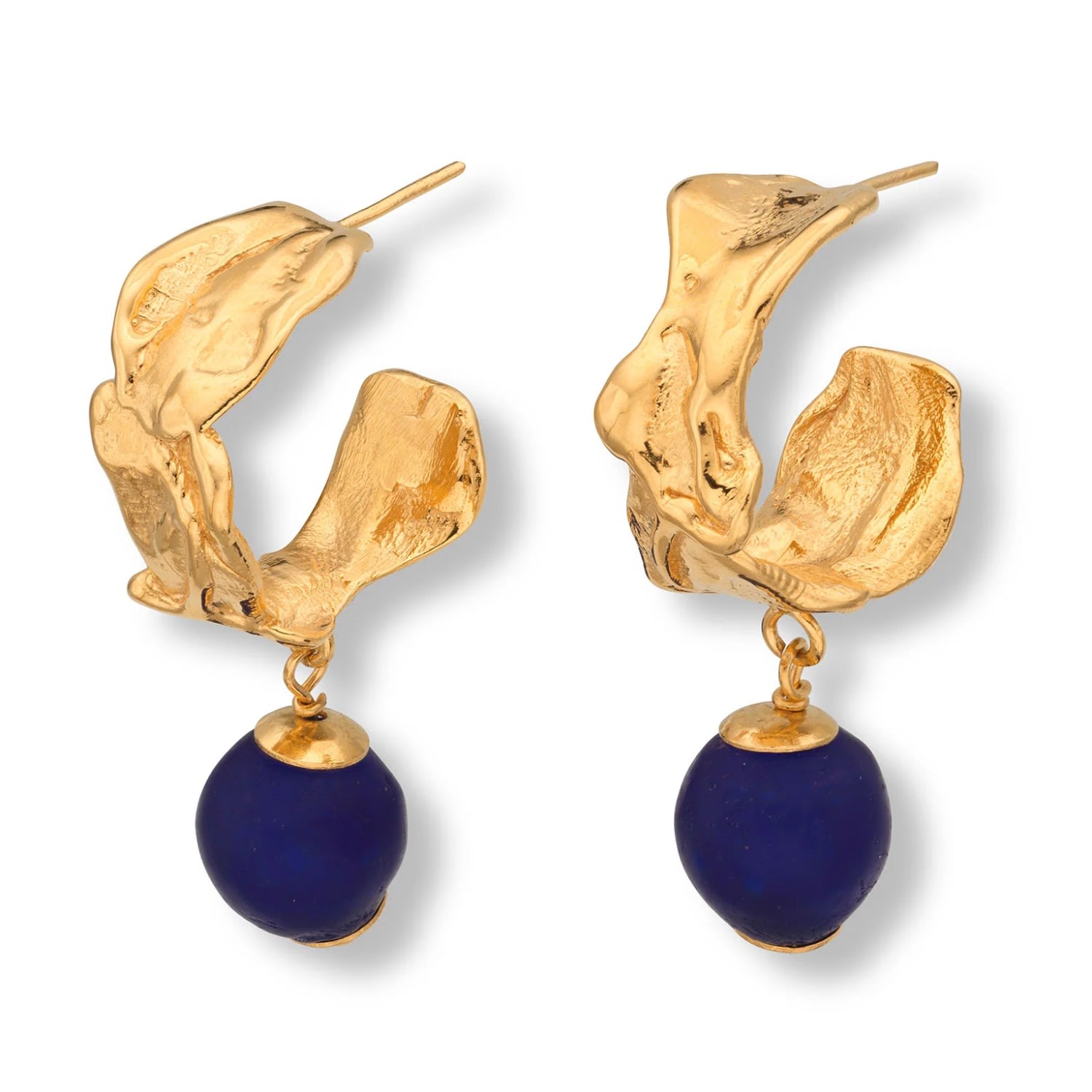 Eva Remenyi Women's Gold / Blue Vacation Deep Blue Hoop Earrings Gold