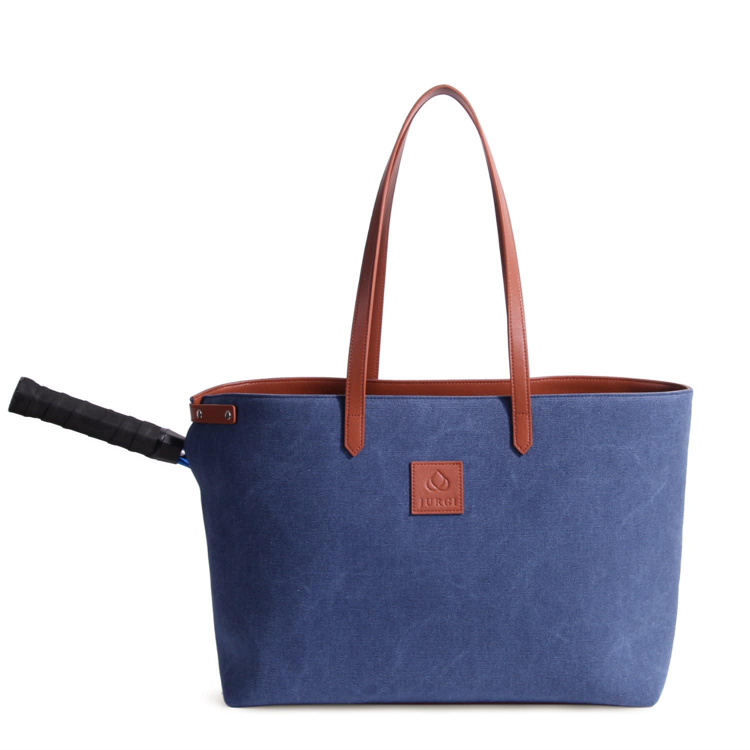 Jurgi Brand Women's Brown / Blue Tennis Tote Bag – Navy Canvas & Brown Leather In Multi