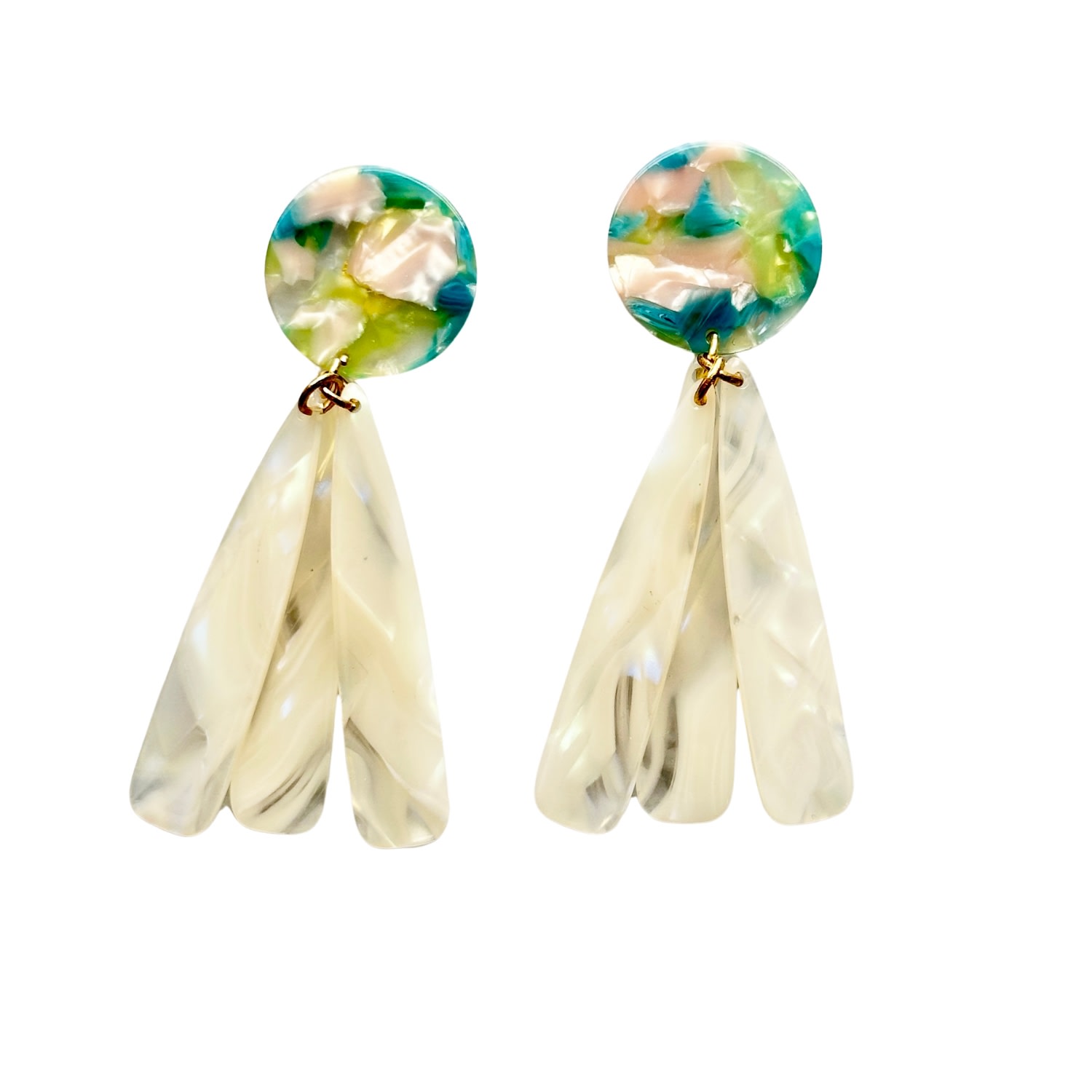 Women’s Neutrals / Green / Blue Petal Drop Earrings In Iridescent Day Dream Closet Rehab