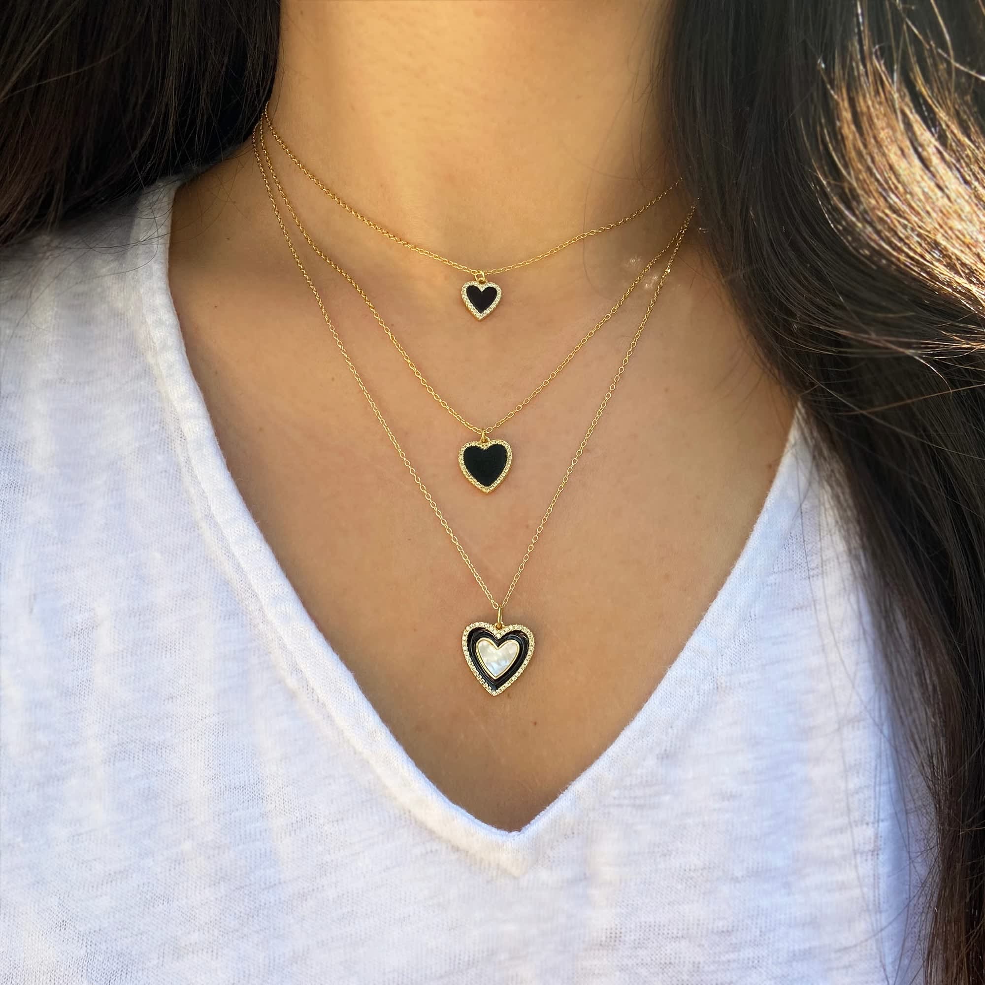 Black Onyx Heart Necklace With Crystals KAMARIA Wolf Badger