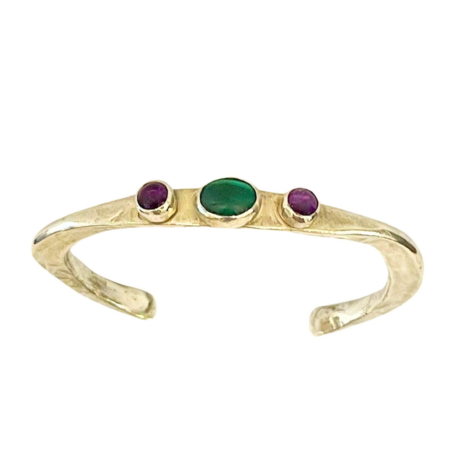 Amy Delson Jewelry Women's Green / Silver / Purple Malka – Malachite Amethyst Sterling Silver Cuff