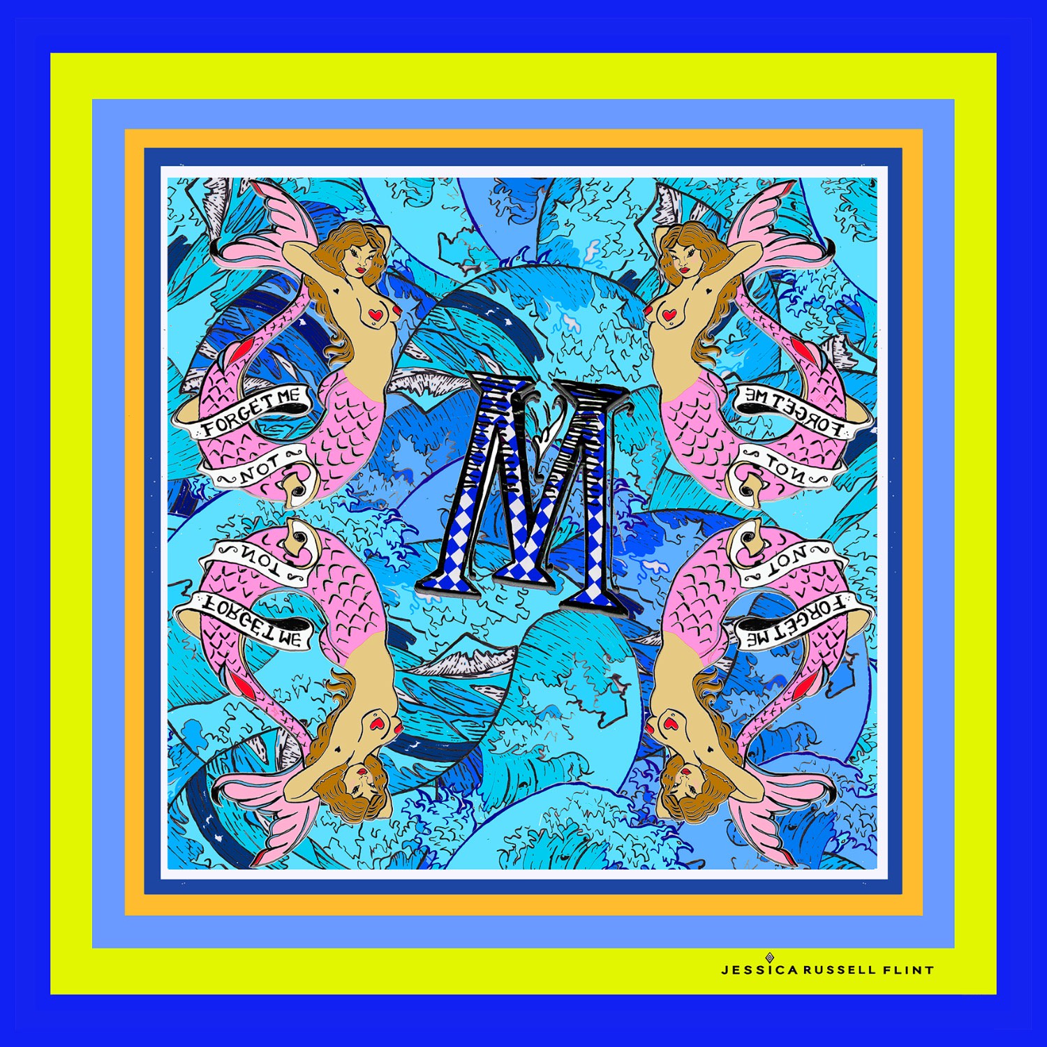 Jessica Russell Flint Design Print - M For Mermaid In Multi
