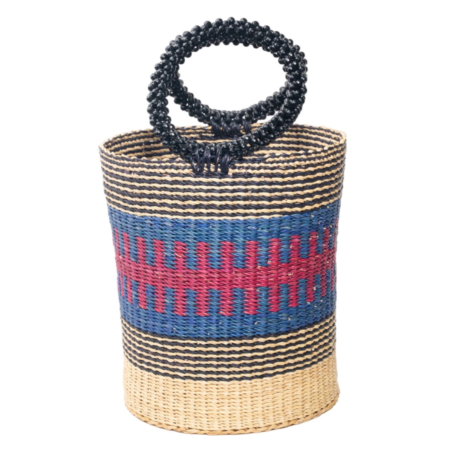 Ortus Women's Black / Blue / Red Naa Straw Bucket Bag In Black/blue/red