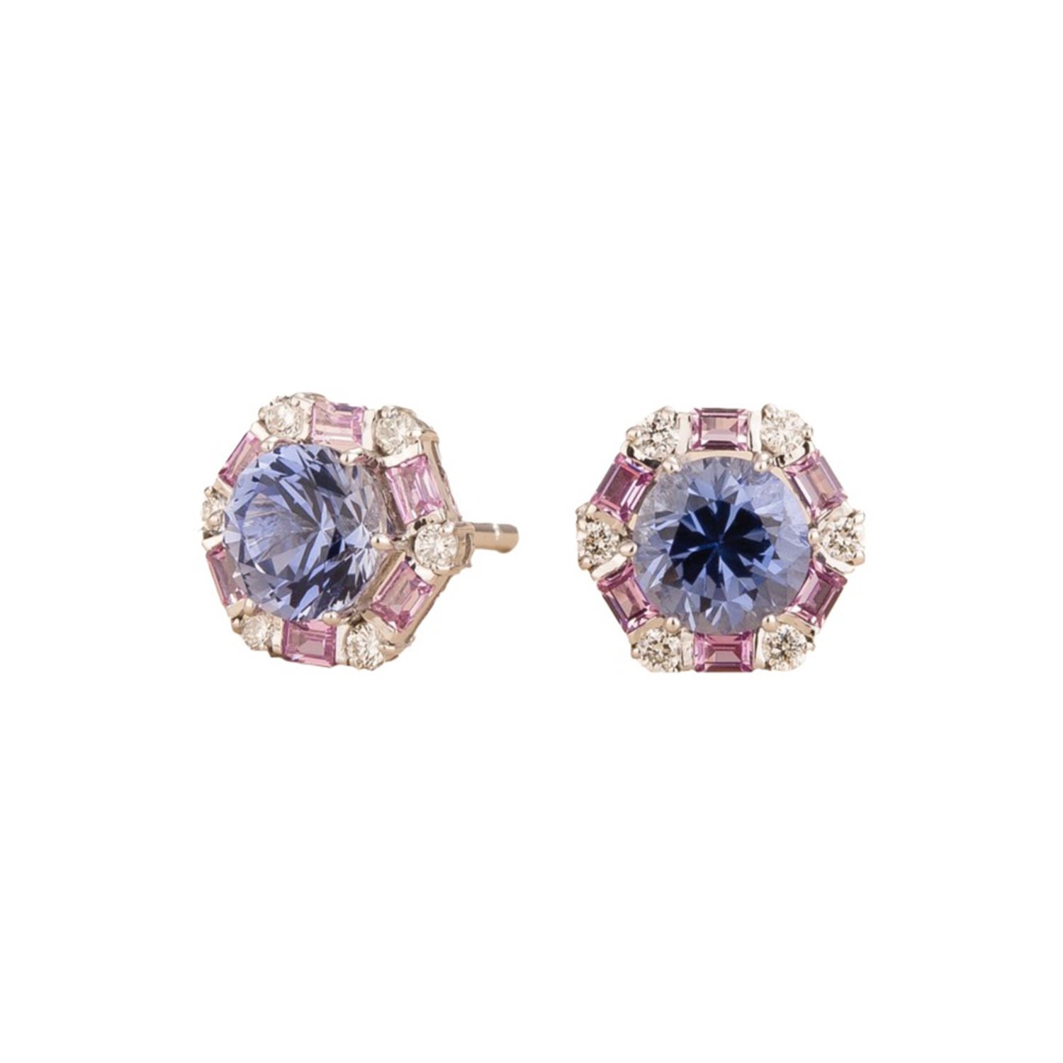 Women’s Pink / Purple / Blue Melba White Gold Earrings Blue Sapphires, Pink Sapphires, Diamonds Juvetti