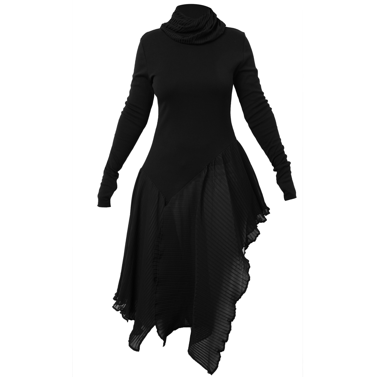 Women’s Black Long Asymmetrical Chiffon Tunic Small Metamorphoza