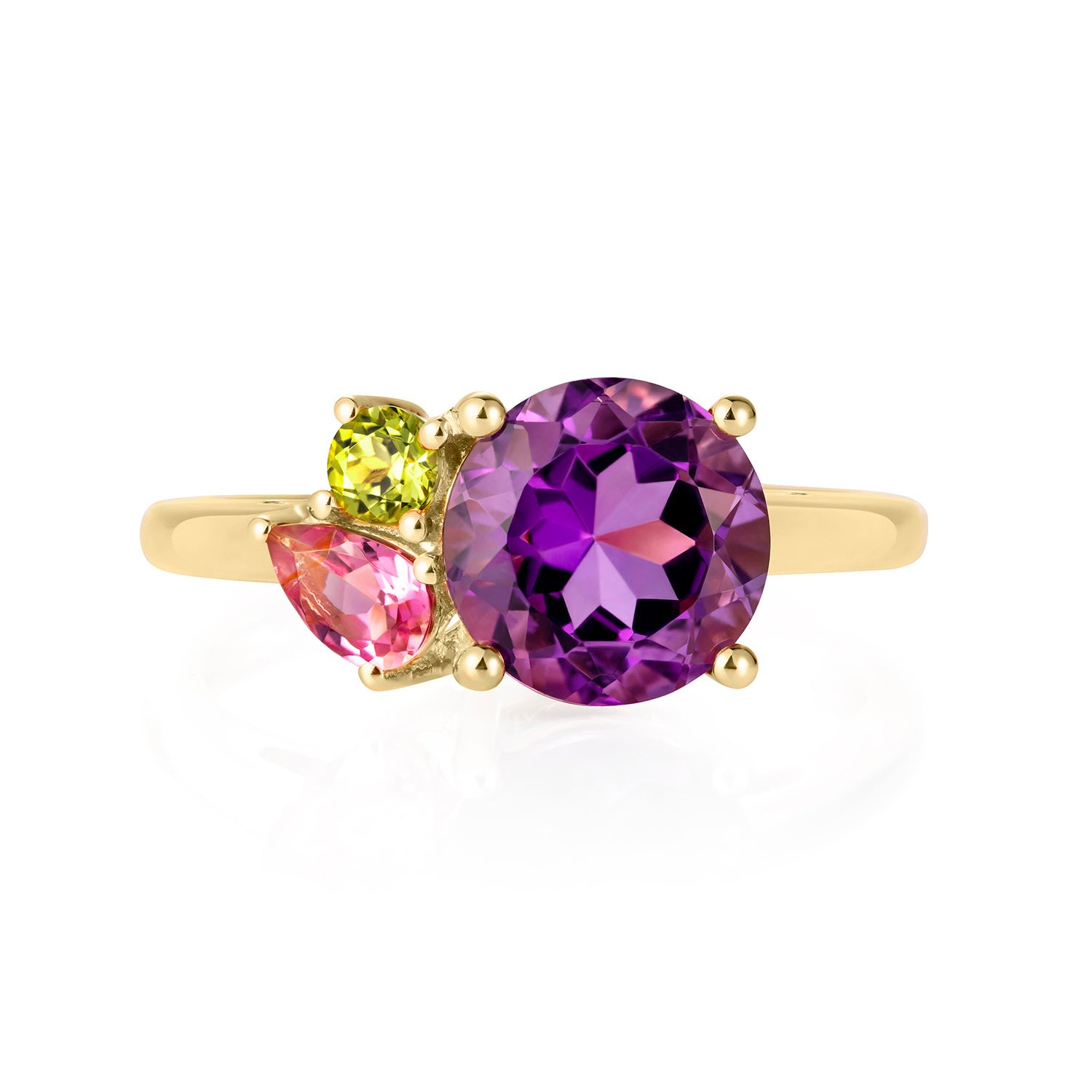 Women’s Purple Amethyst Cluster Gold Ring Augustine Jewels