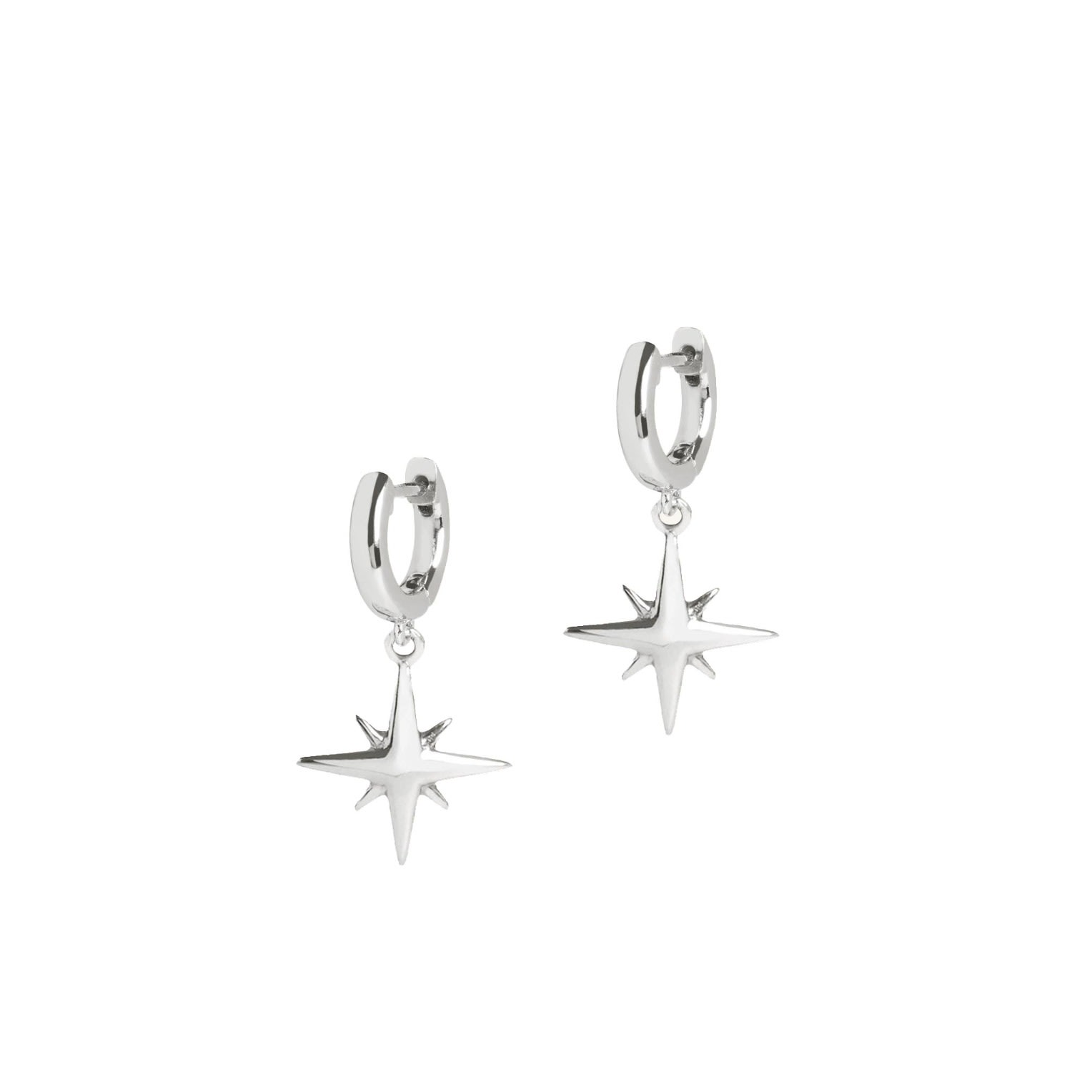 Muru Women's Star Huggie Hoop Earrings Silver In Silver
