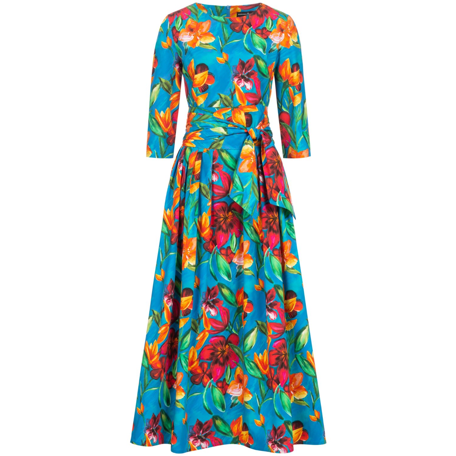 Women's Floral Print Maxi Dress With Detachable Wide Belt | Extra Small | Marianna Déri