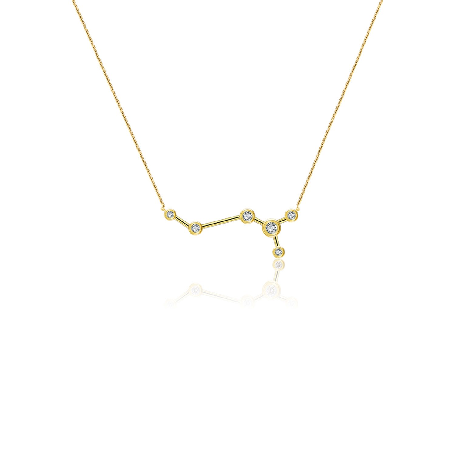 Genevieve Collection Women's Scorpio Zodiac Constellation Necklace 18k Yellow Gold & Diamond In Gold