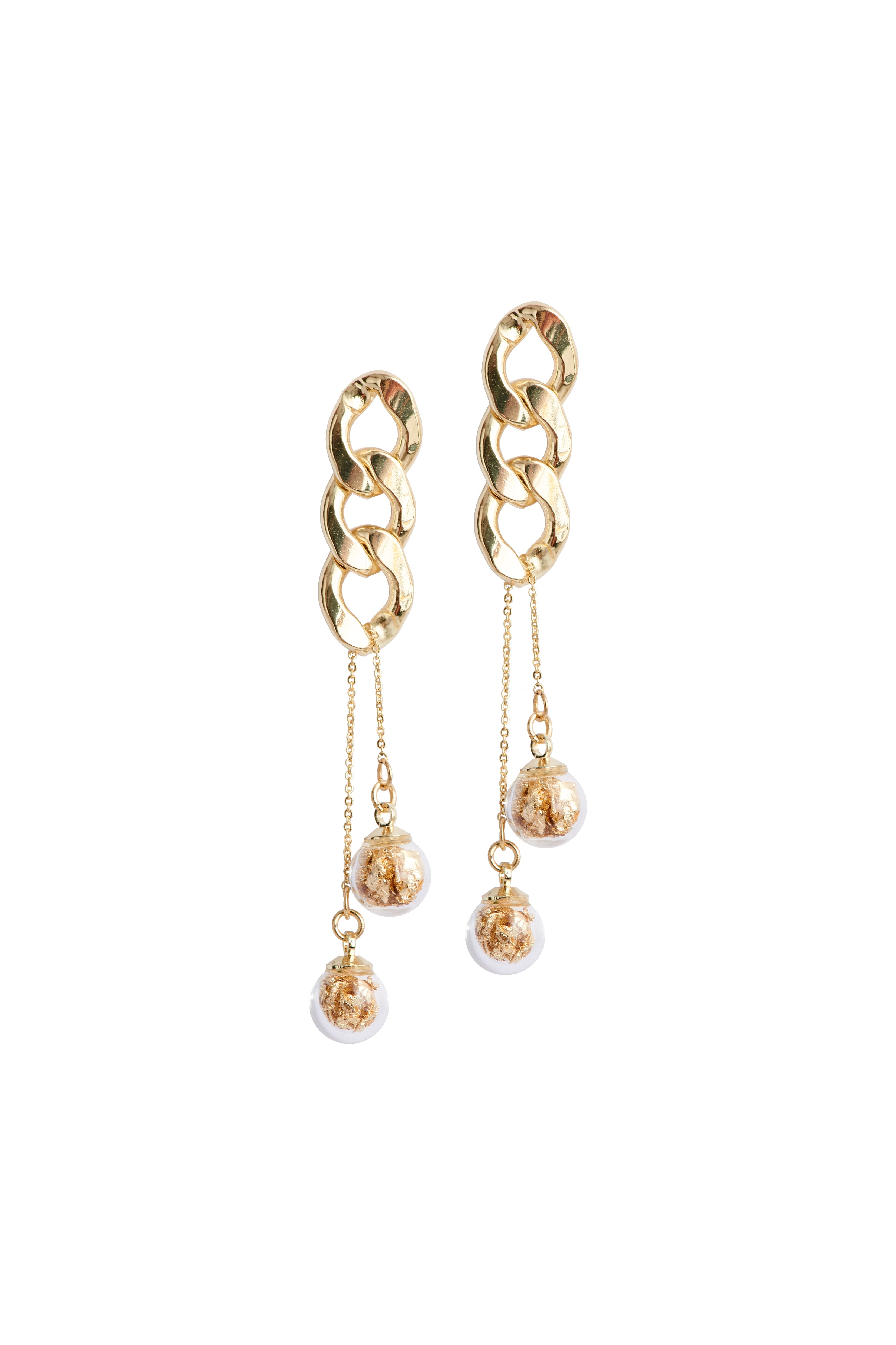 Paisie Women's Double Sphere Chain Earrings In Gold