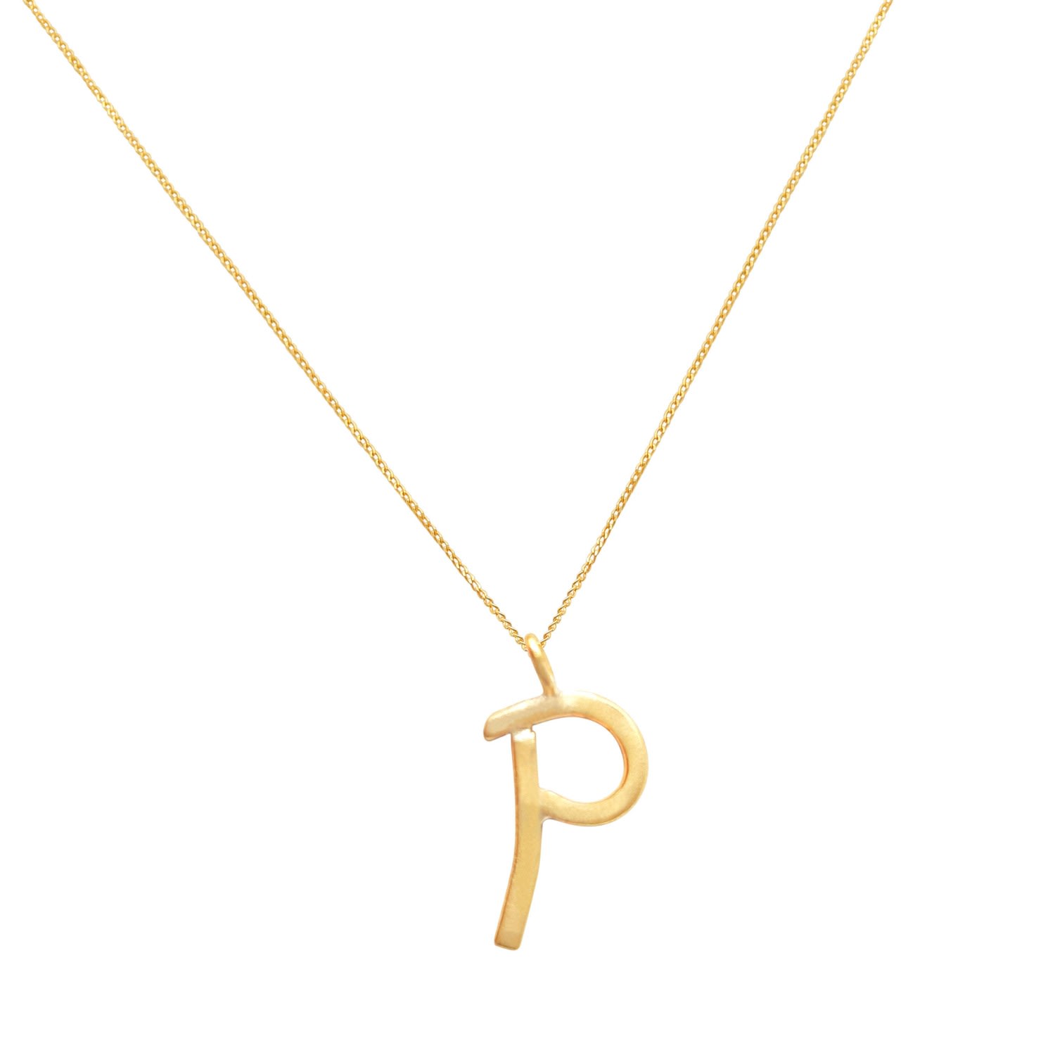 Lily Flo Jewellery Women's Solid Gold Letter P Pendant Necklace
