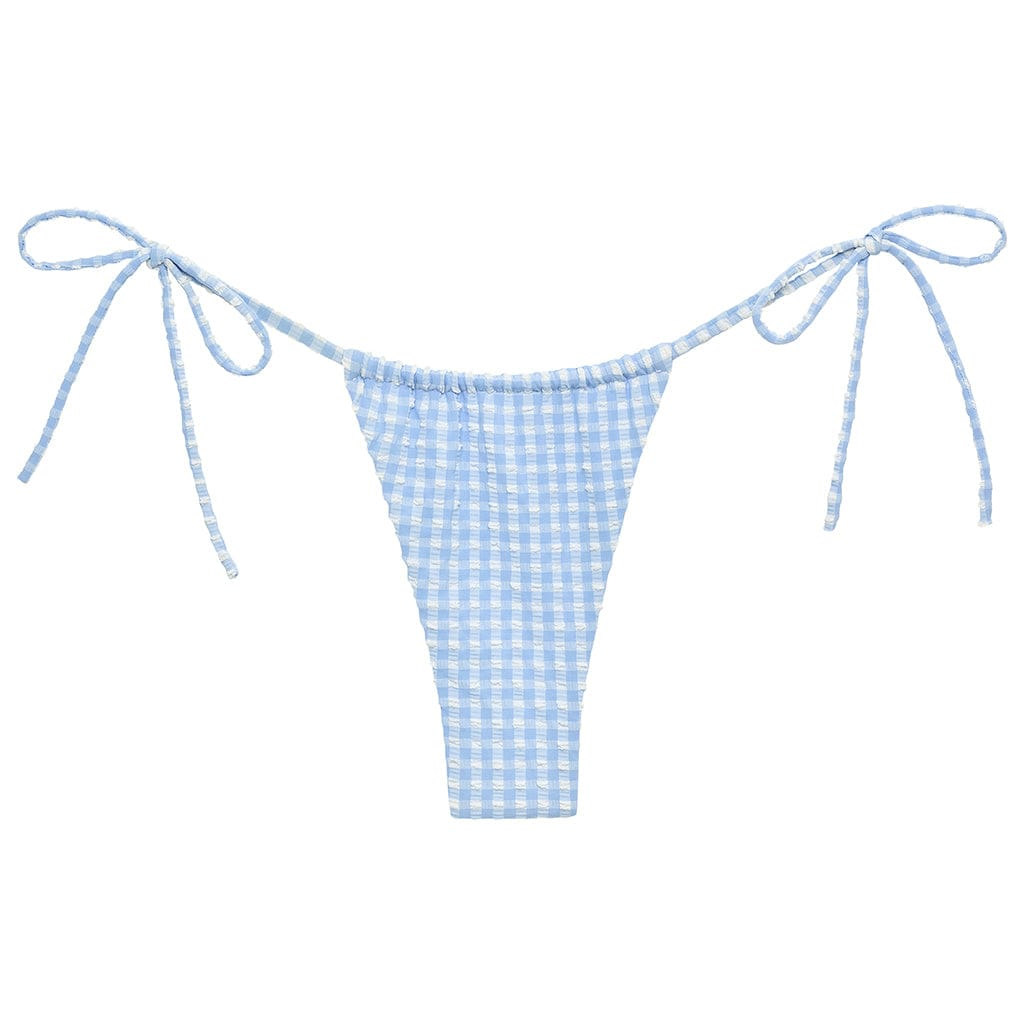Montce Women's Blue Peri Micro Gingham Brasil Tie-up Bikini Bottom In Blue