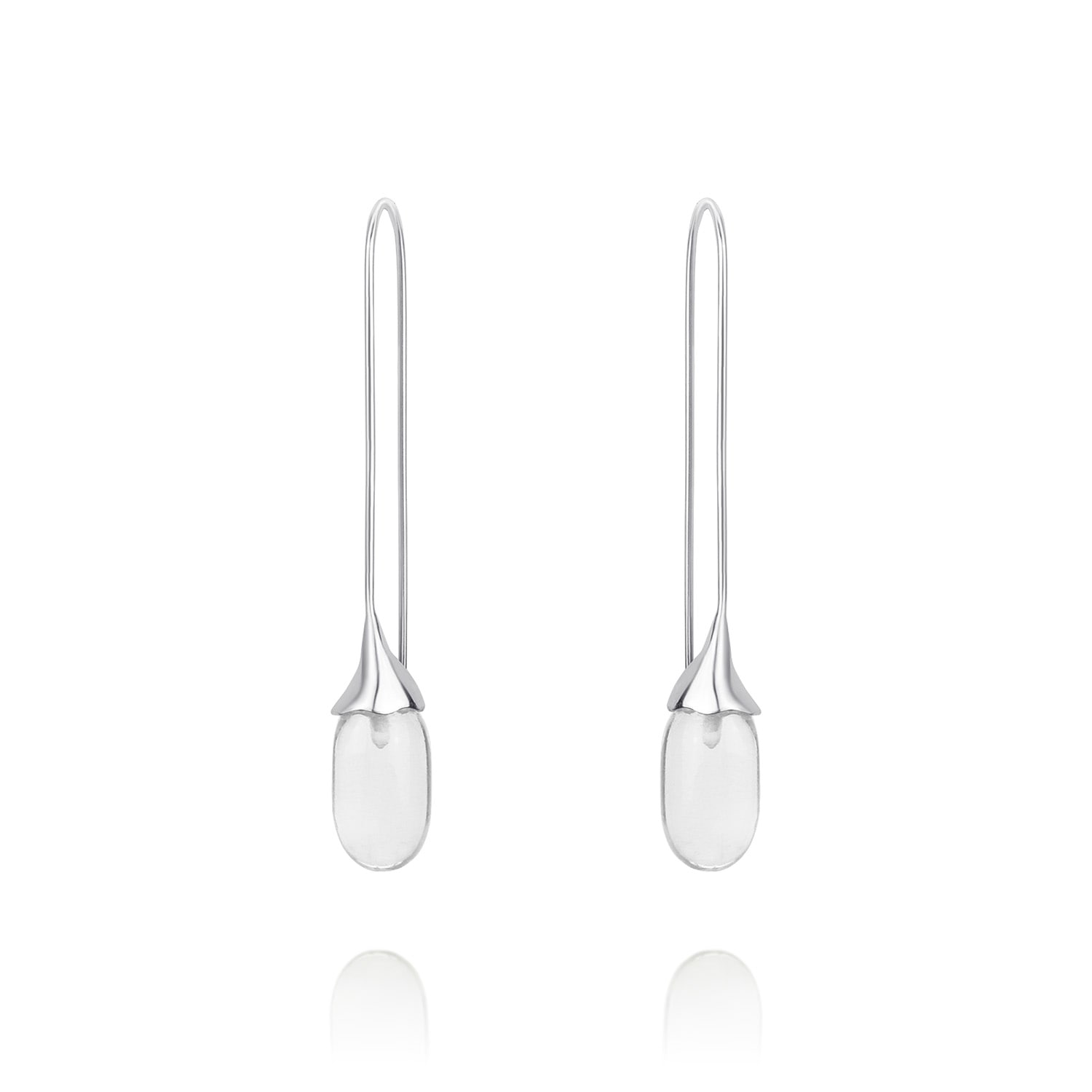 Mounir London Women's Neutrals / Silver Long Rock Crystal Capsule Earrings In Silver