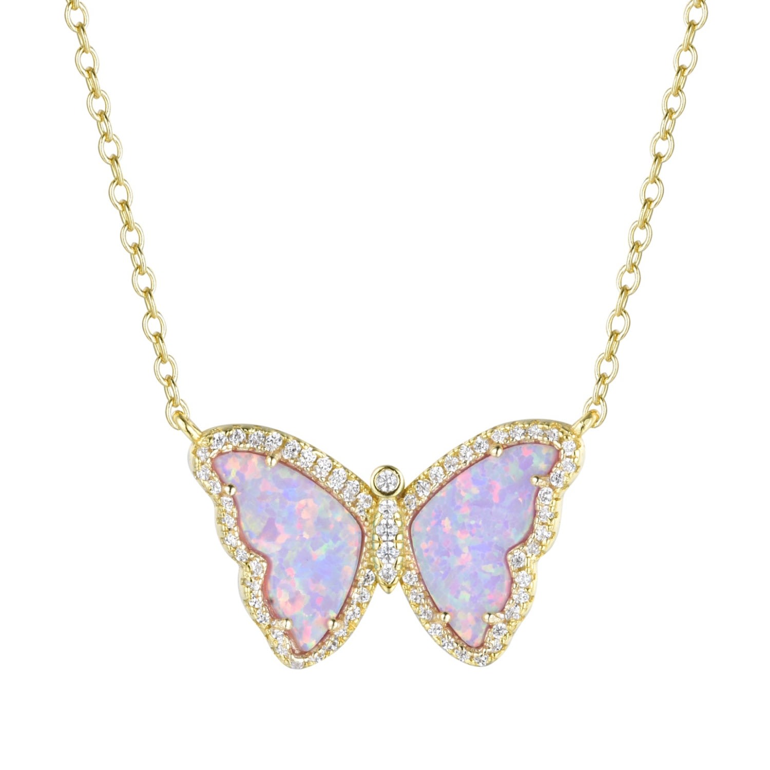 Women’s Pink / Purple Opal Butterfly Necklace - Lavender Kamaria