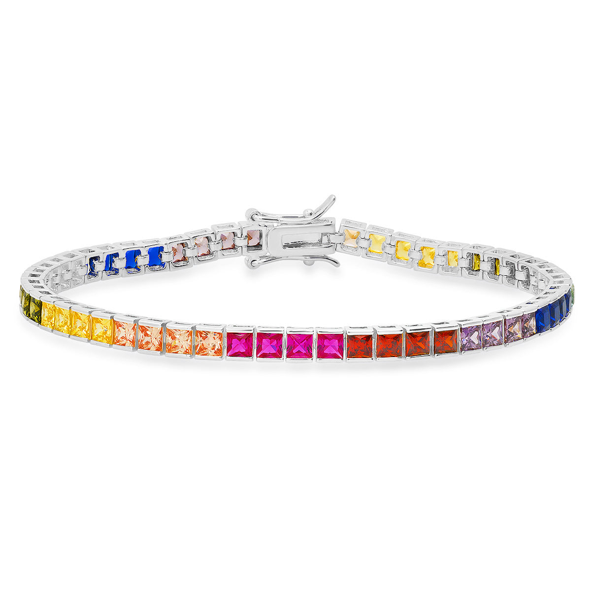 Women’s Multi Sapphire Princess Cut Tennis Bracelet In Sterling Silver Kylie Harper