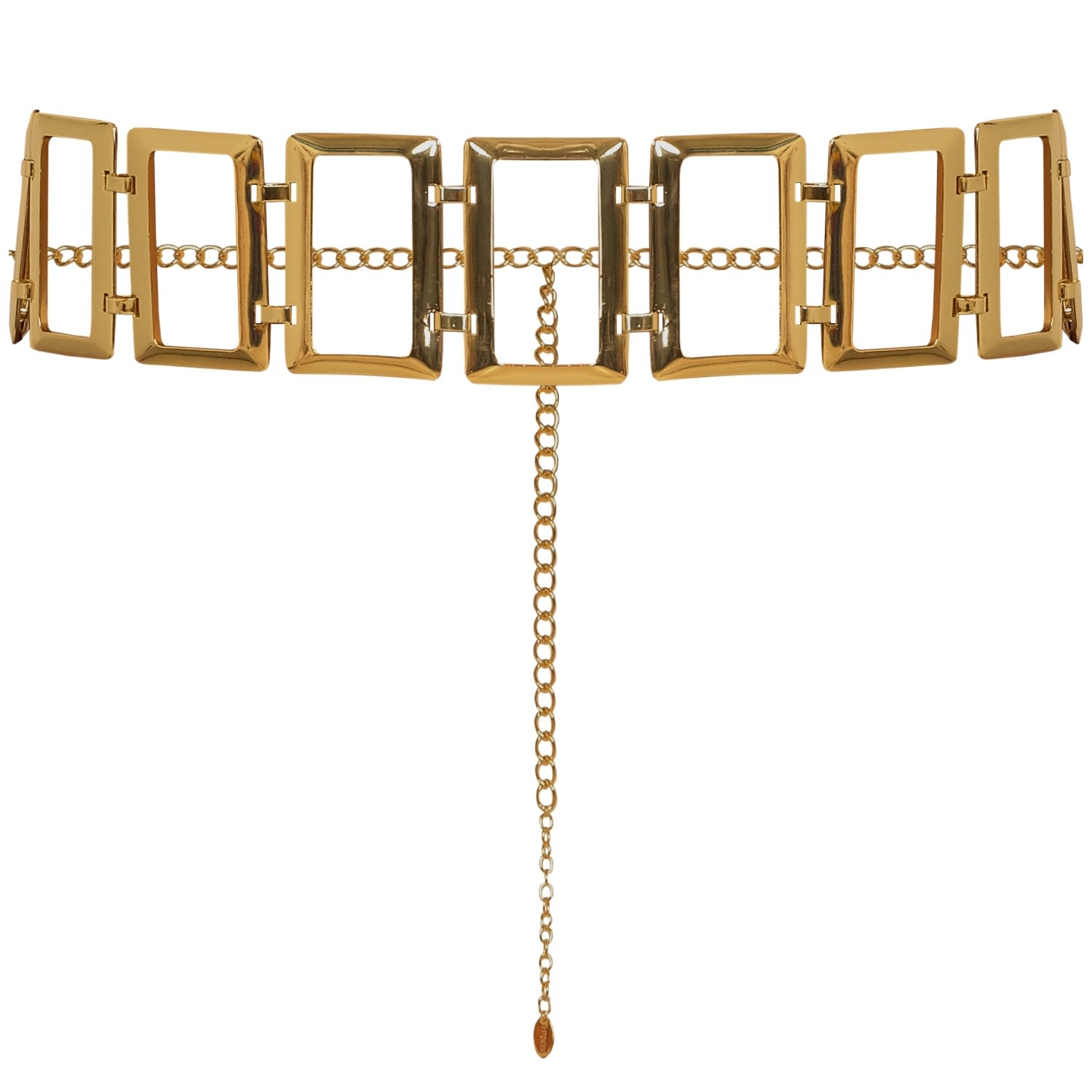 Antoninias Women's Squera Wide Metal Waist Chain Belt In Gold