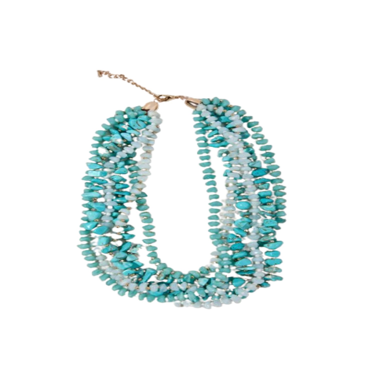 Women's Blue Turquoise Beaded Multi Necklace | Saachi