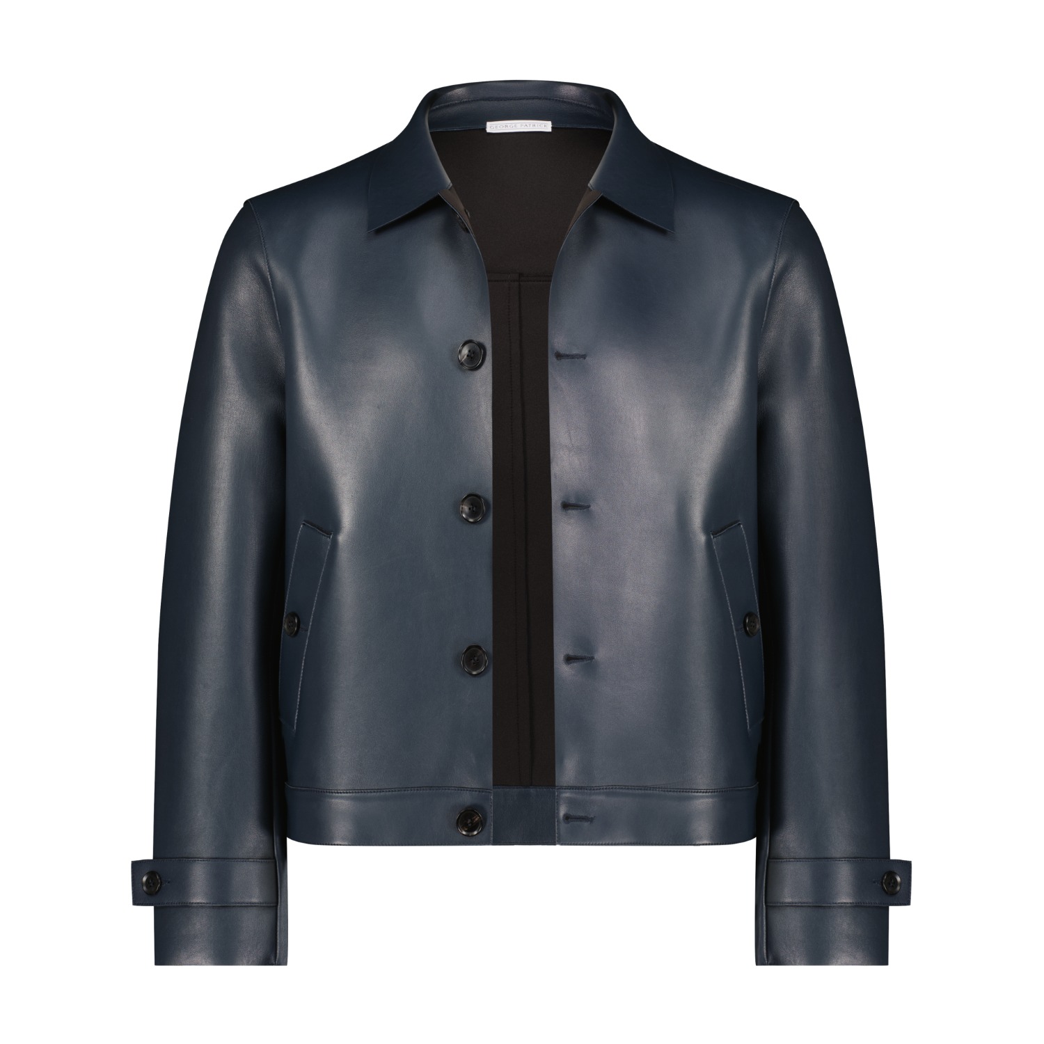 Bonded Leather Laser Cut Jacket - Blue | George Patrick | Wolf