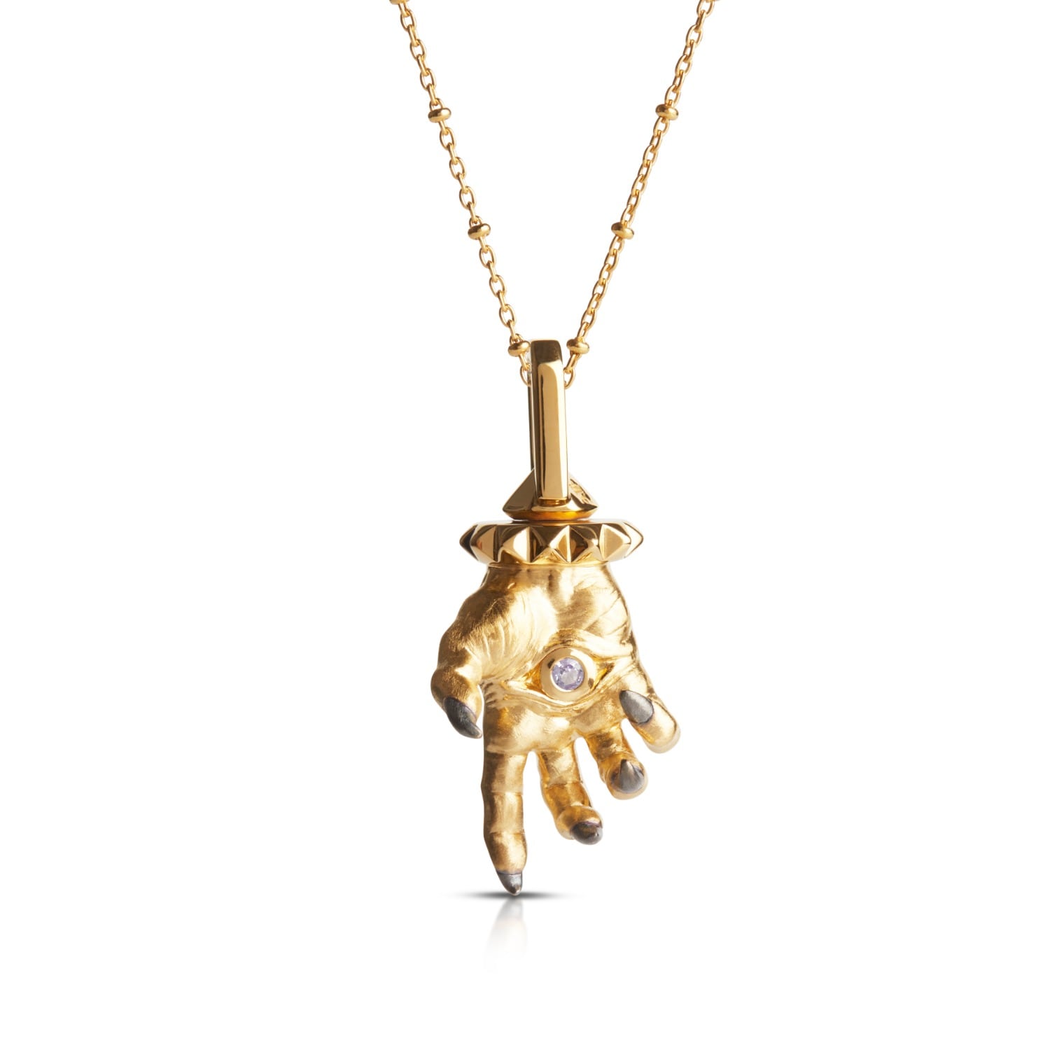 Kasun Women's Hand Of The Protector Pendant - December - Tanzanite - Gold Vermeil