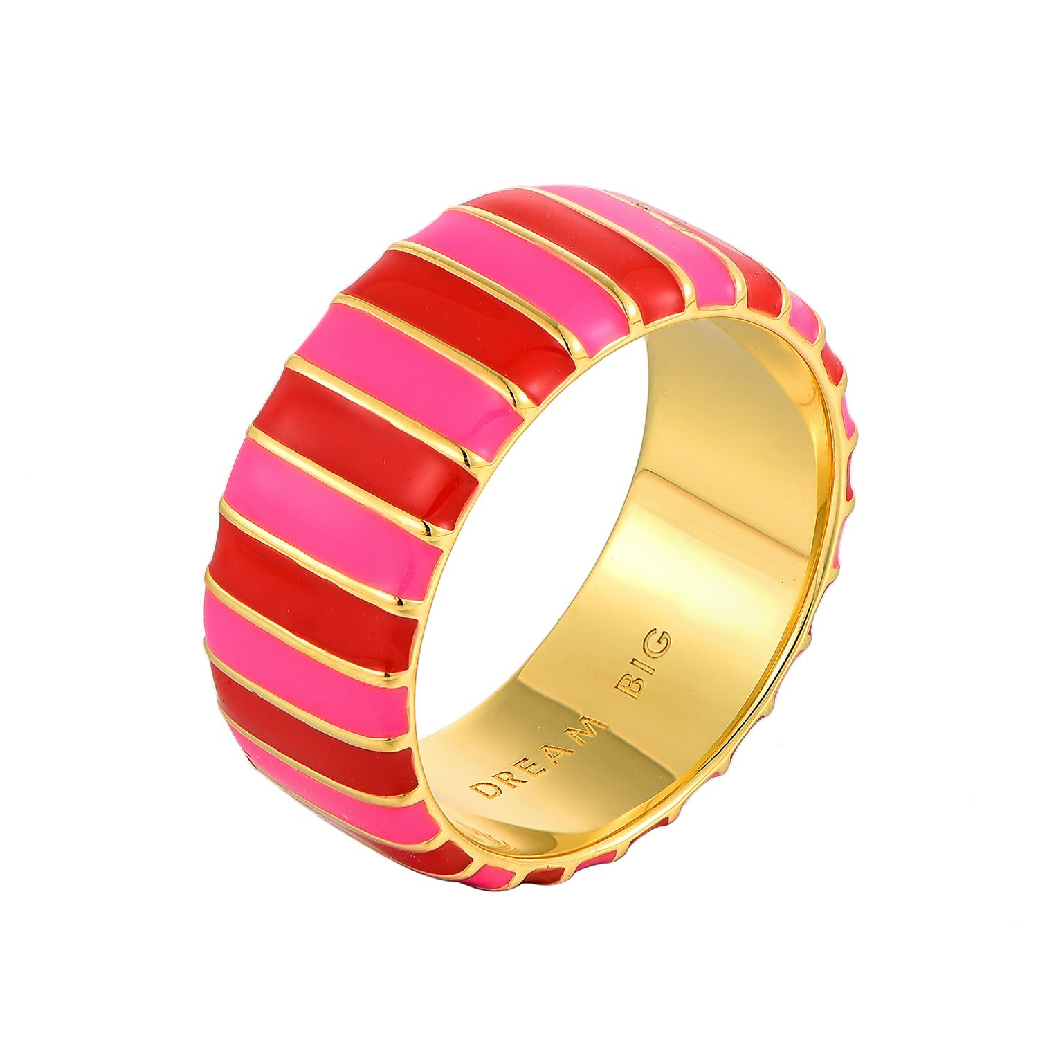 Pinnole Women's Pink / Red Gold Pink & Red Thick Ring In Pink
