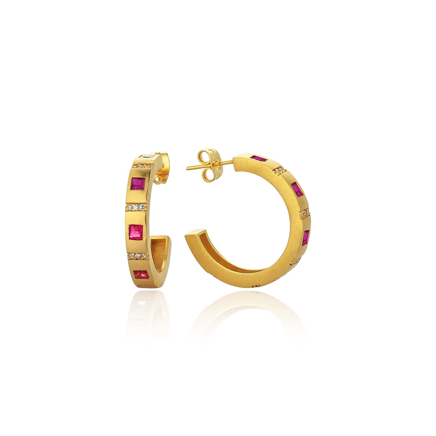 Women’s Pink / Purple Karo Small Hoop Earrings In Sterling Silver With Gold Plated Pink Odda75