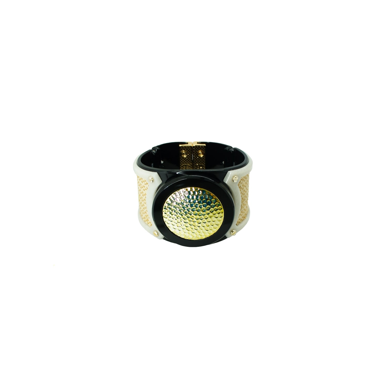 Gissa Bicalho Women's Black / Gold Handmade Acrylic Bracelet Dune