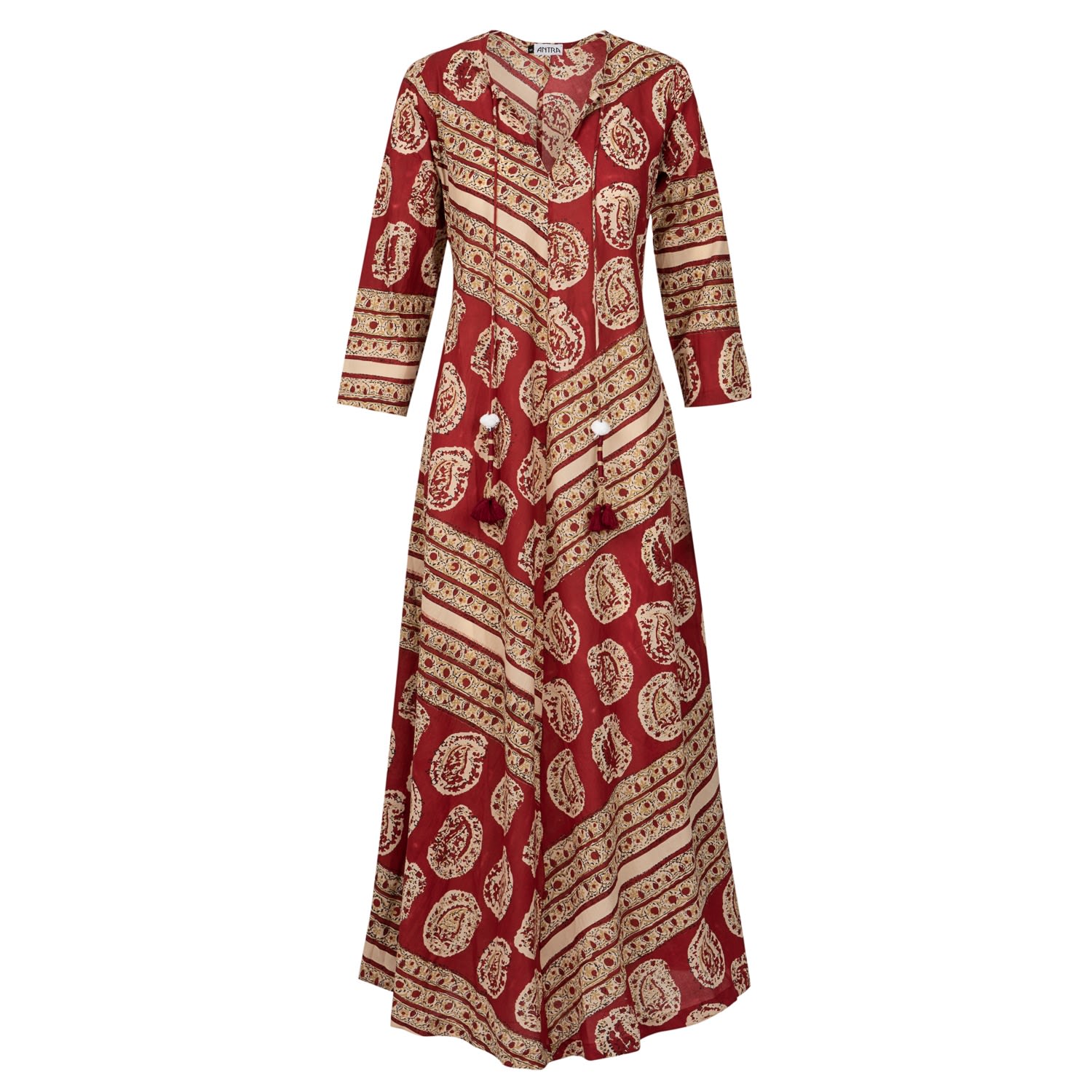 Women's Raspberry Ikat Cotton Kaftan | Extra Large | Antra Designs