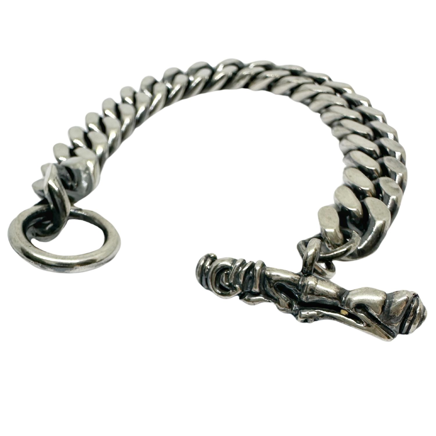 Tg-jewellery By Tamara Gervasio Men's Silver / Black Celtic Dog Three Curb Sterling Silver Bracelet