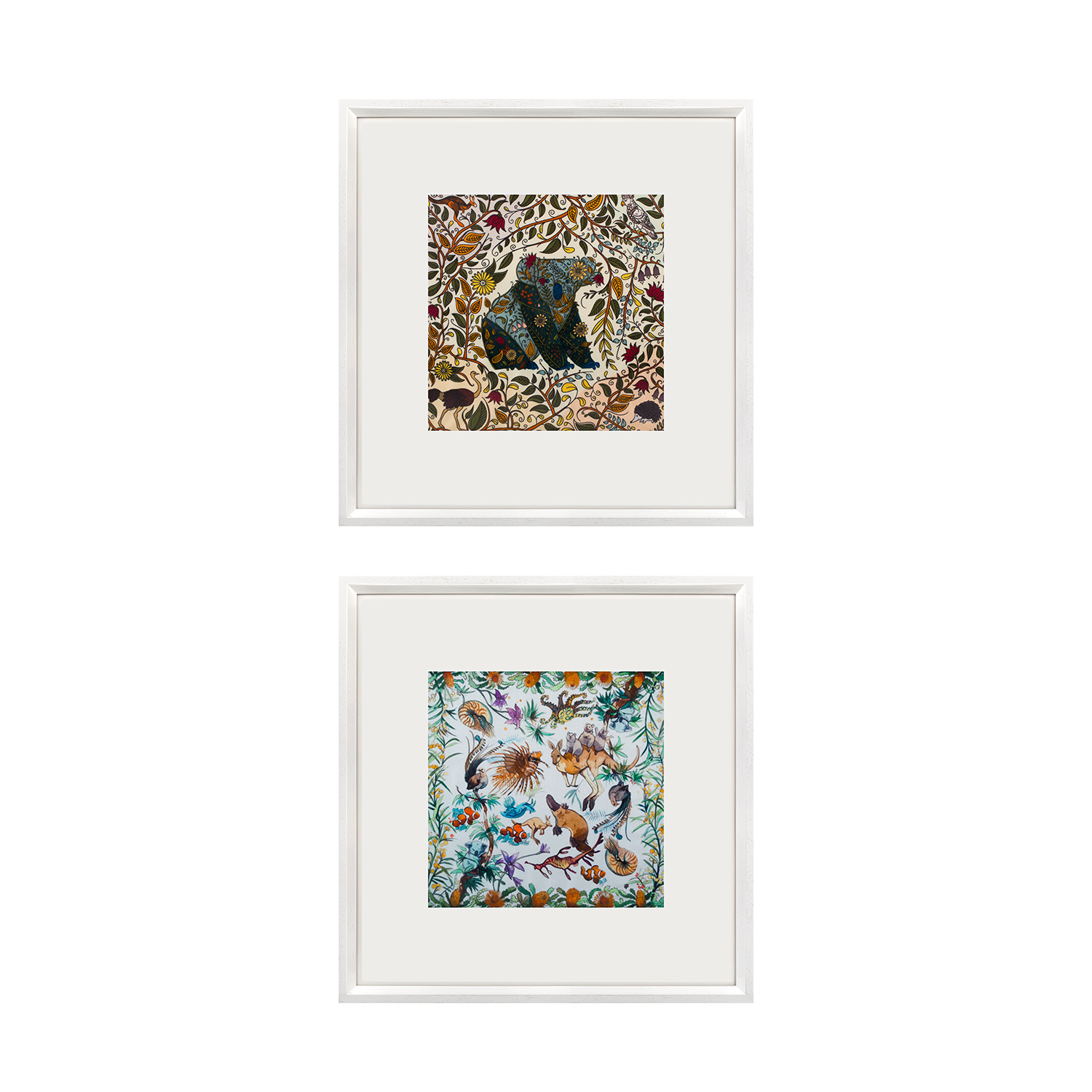 Un Poco Koala And Australian Wild Life Framed Silk Set