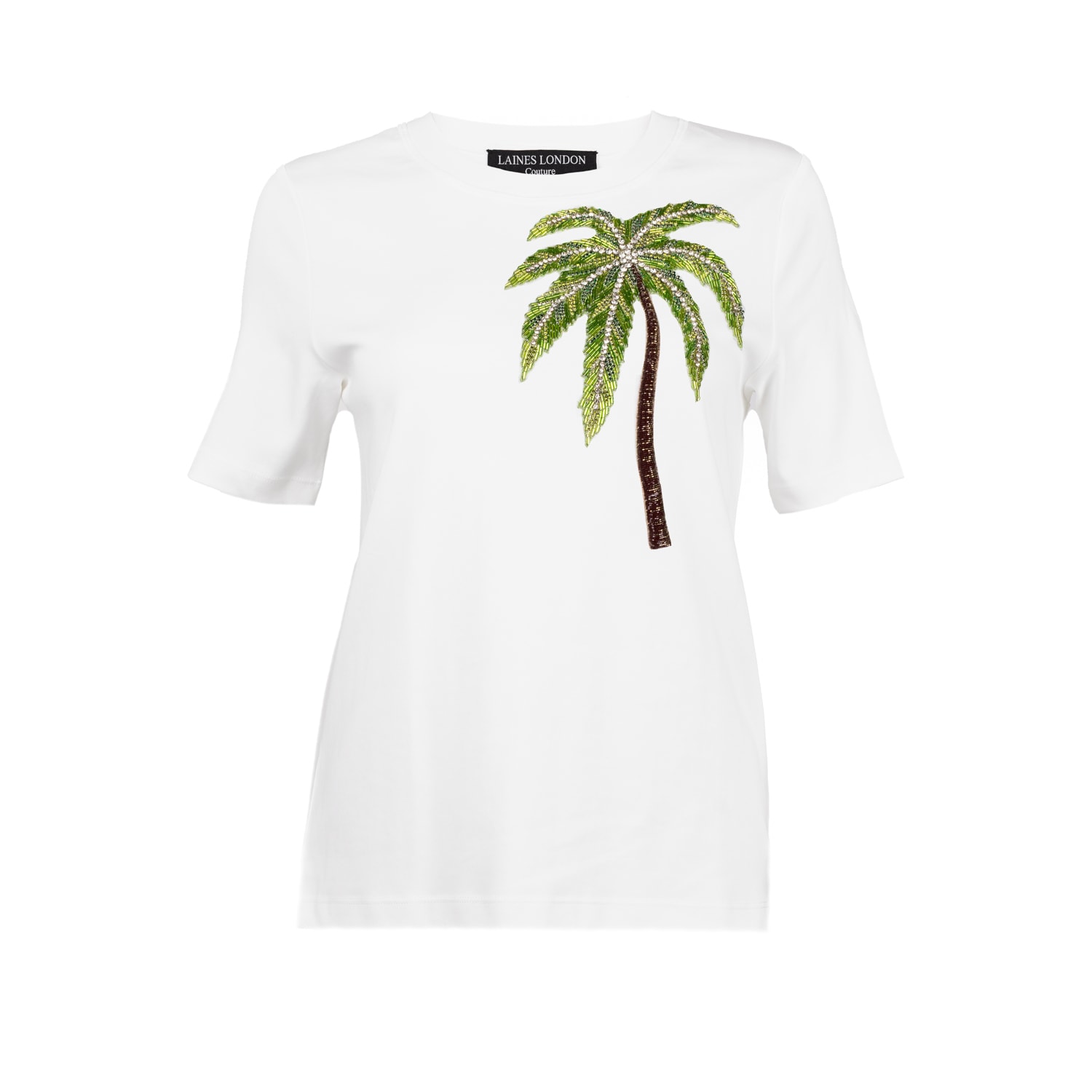 Laines London Women's Laines Couture Embellished Palm Tree T-shirt - White