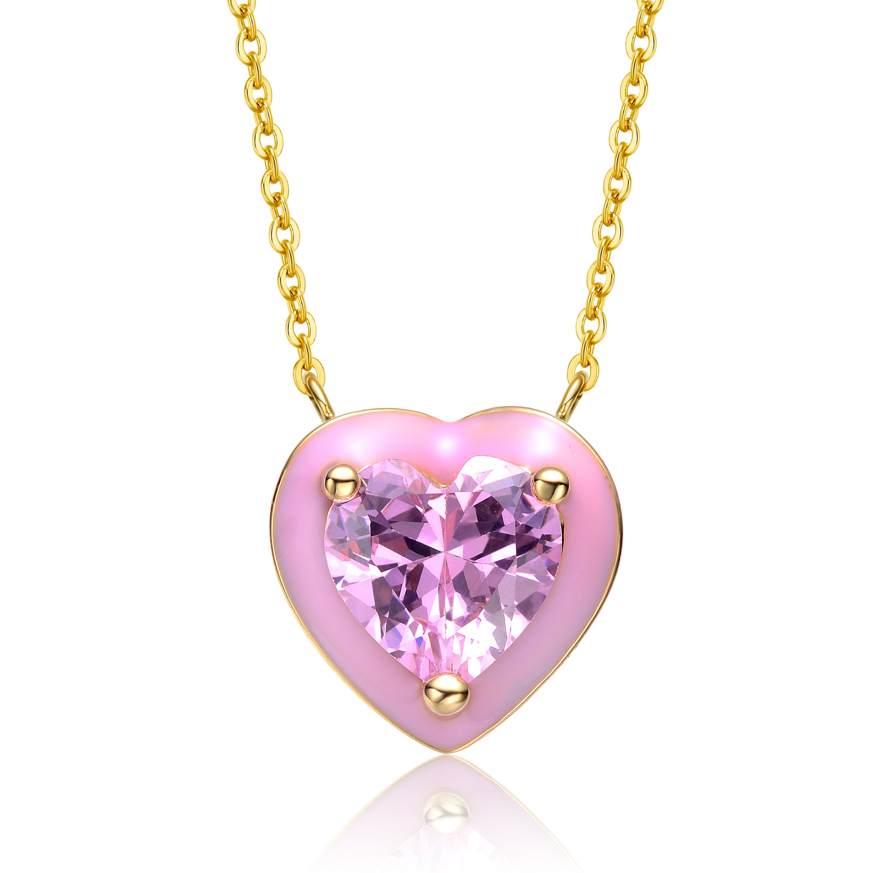 Genevive Jewelry Women's Gold / Pink Rachel Glauber Young Adults-teens Yellow Gold Plated With Pink Cubic Zirconia Pi In Multi