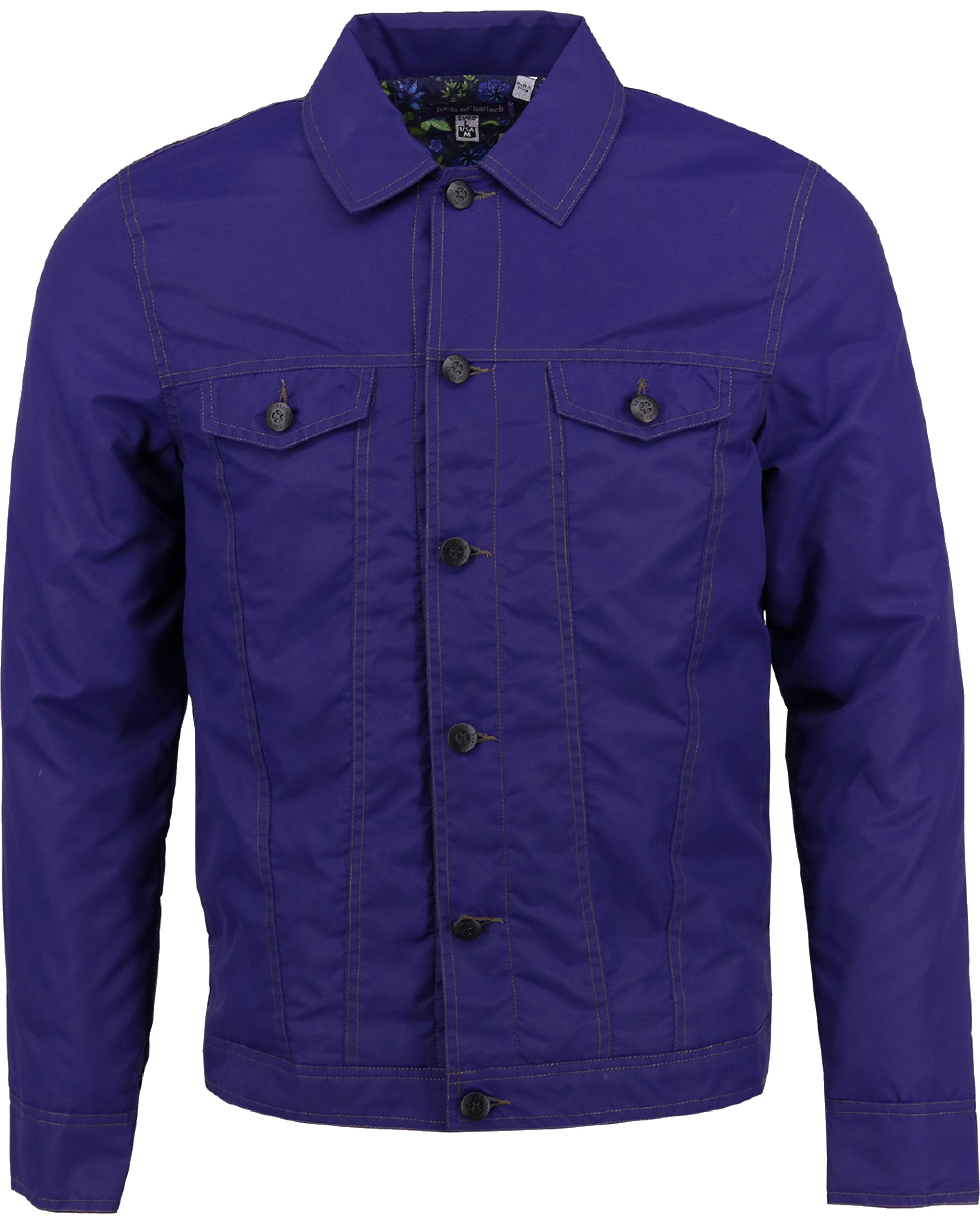 Lords Of Harlech Men's Blue James Navy Trucker Jacket In Blue