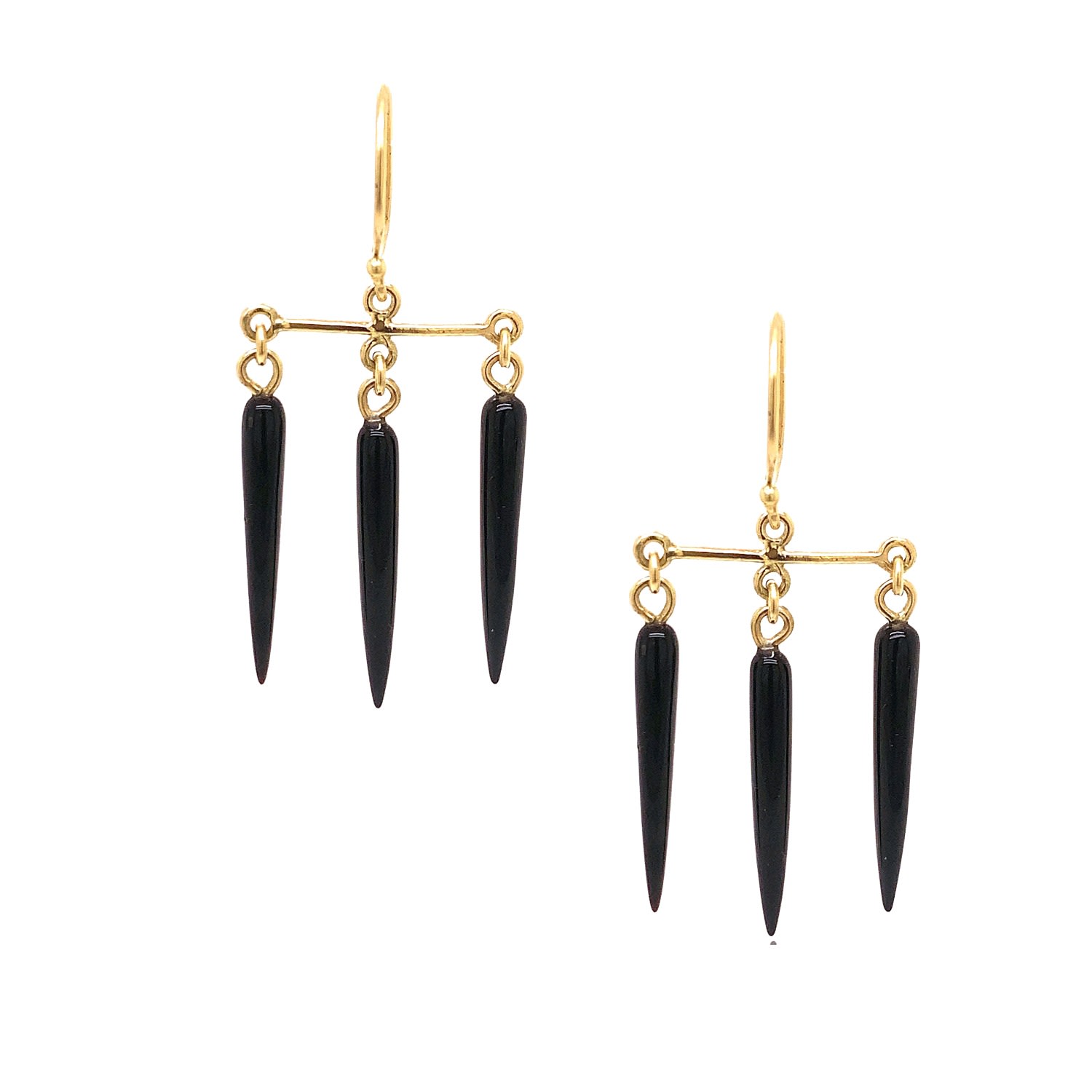 Lori Kaplan Design Women's Gold / Black Black Onyx Gold Chandelier Earrings In Multi