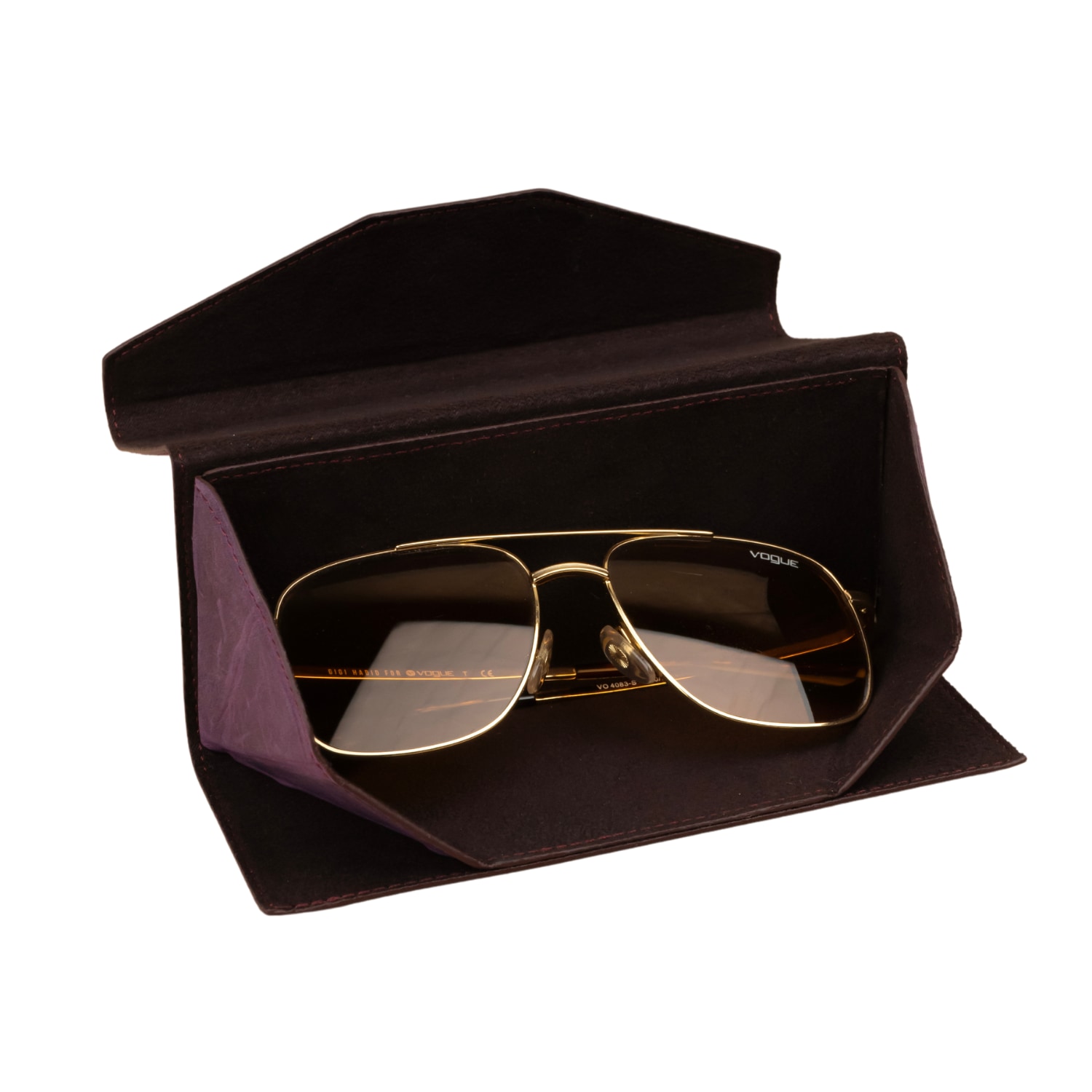 Leathere Women's Luxury Leather Sunglasses Case - Purple - Louisville